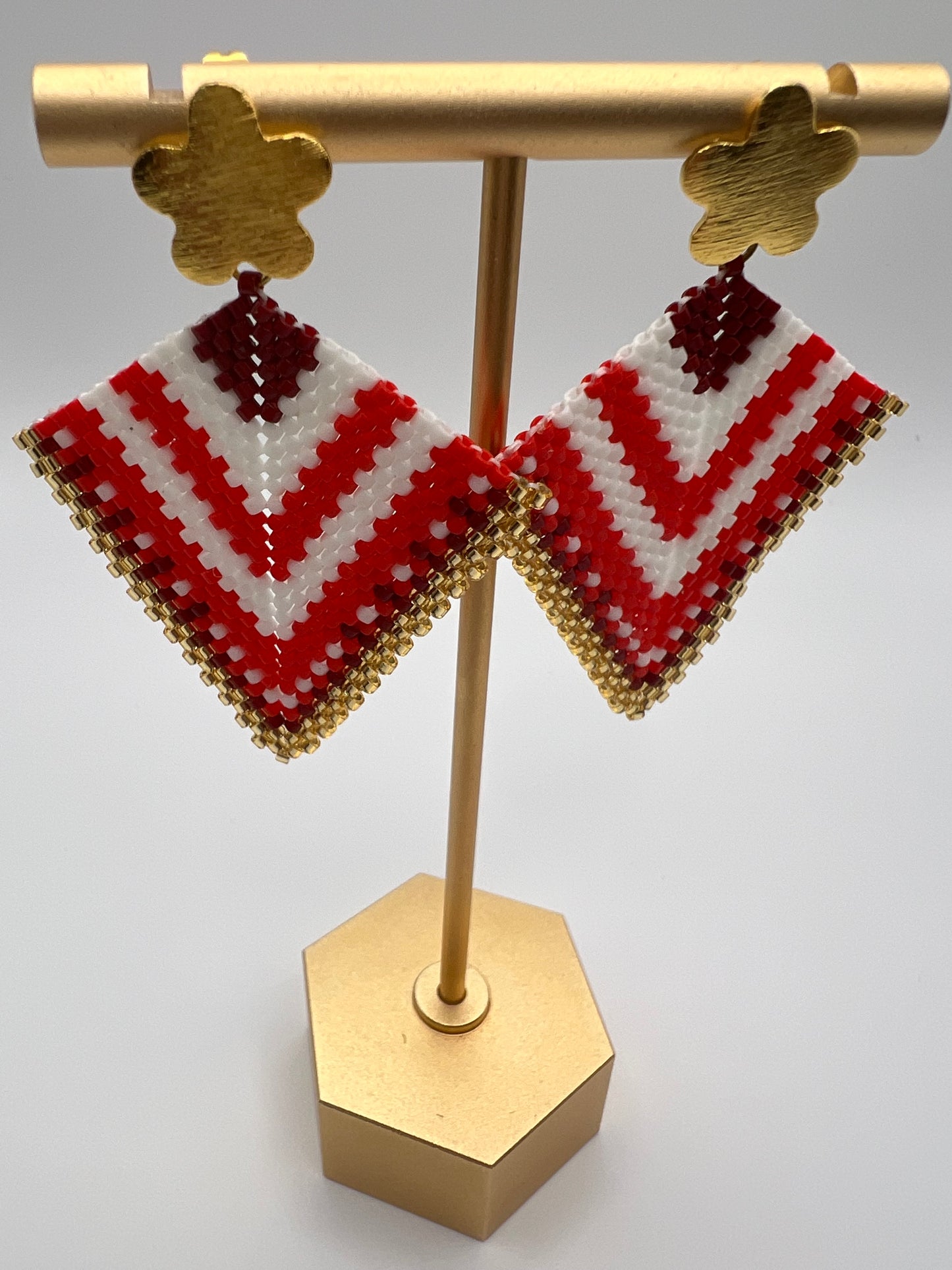 Geometric Floral Beaded Earrings