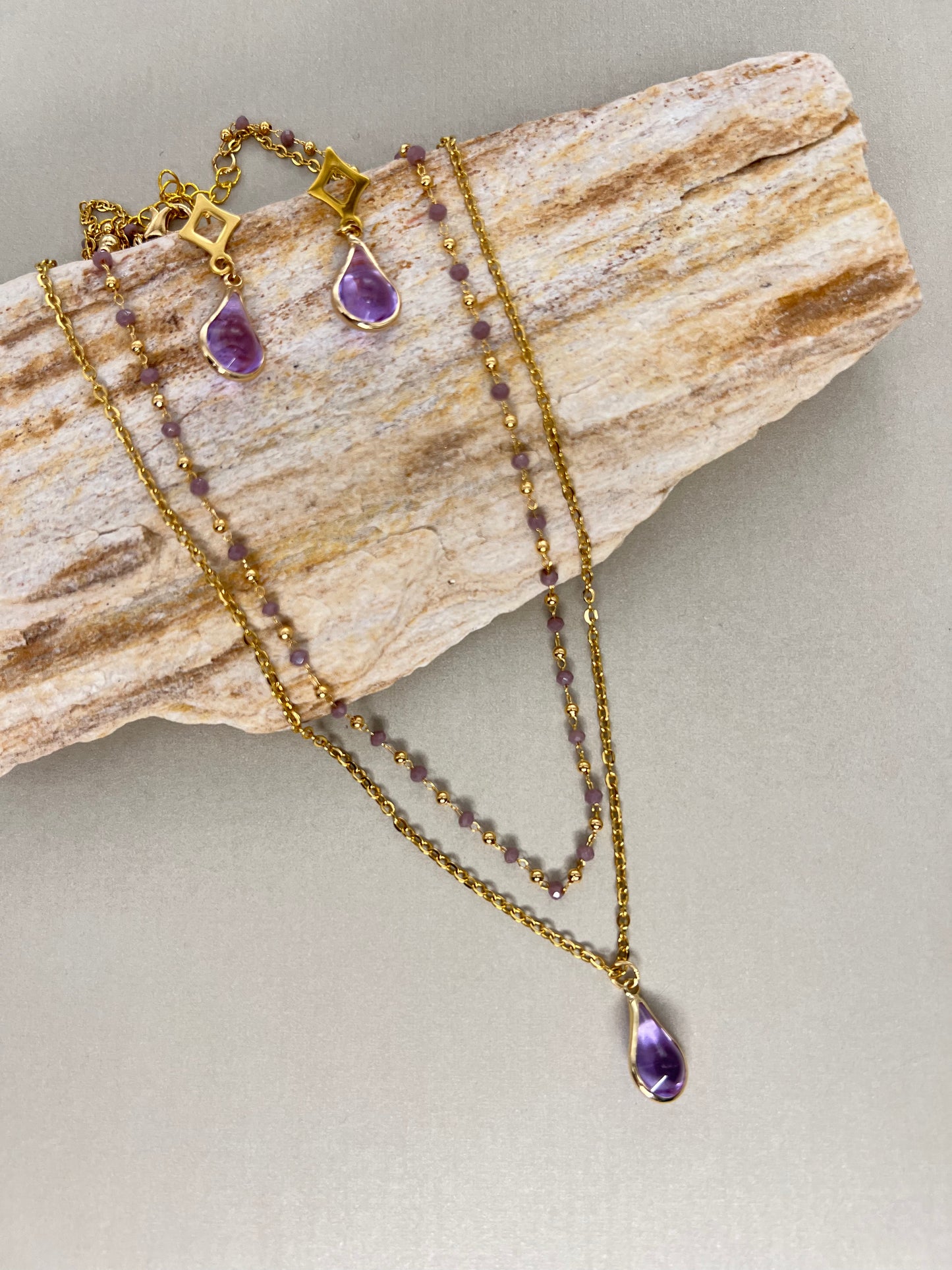Teardrop Pendant Layered Necklace Set