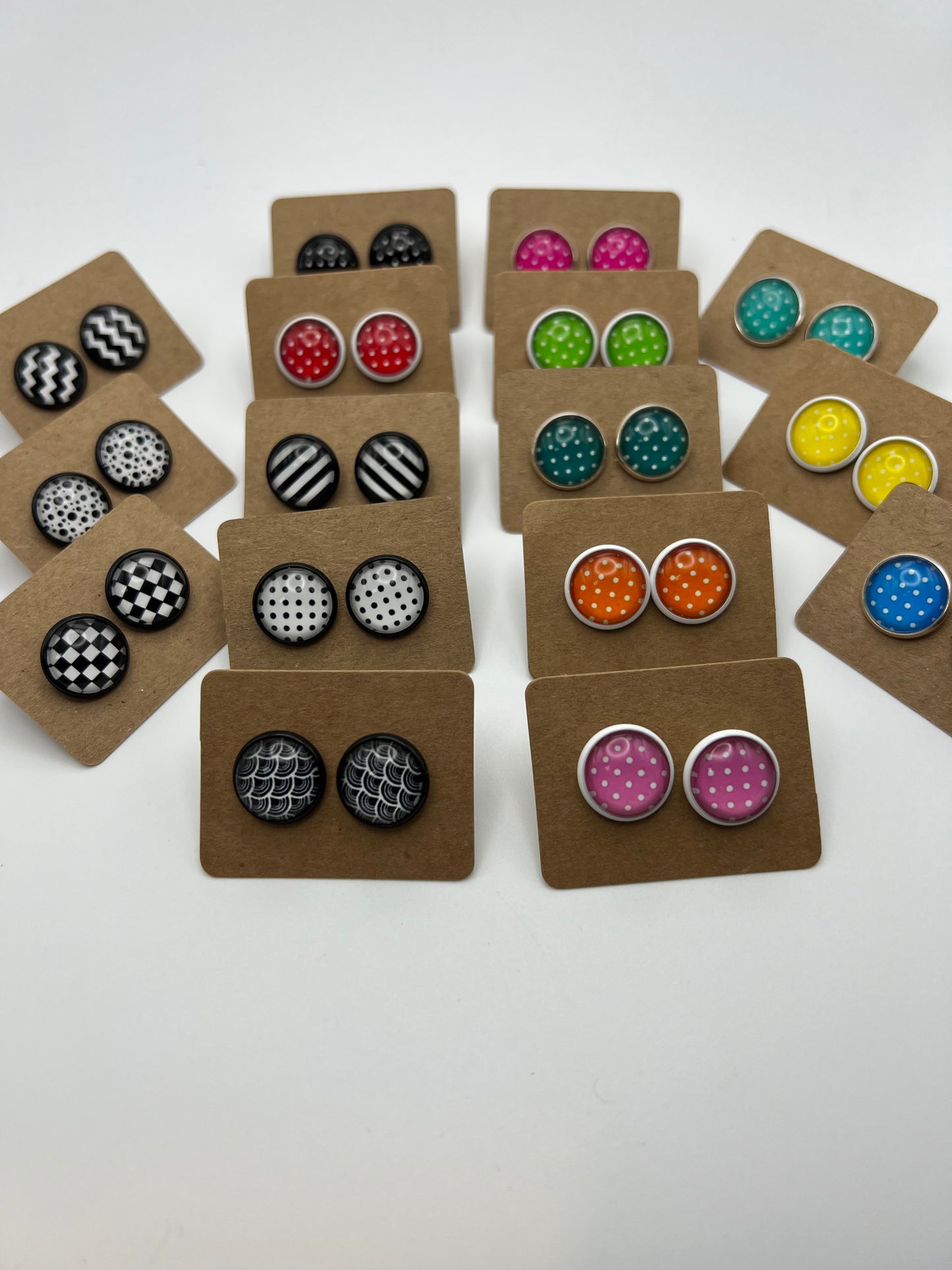 Colorful Polka-Dot Stud Earrings