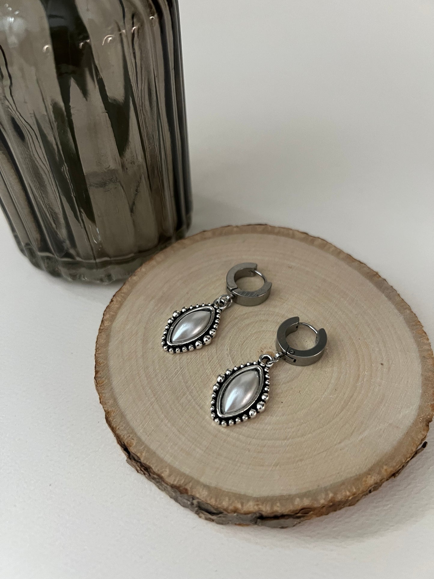 Pearl Pendant Silver Hoops