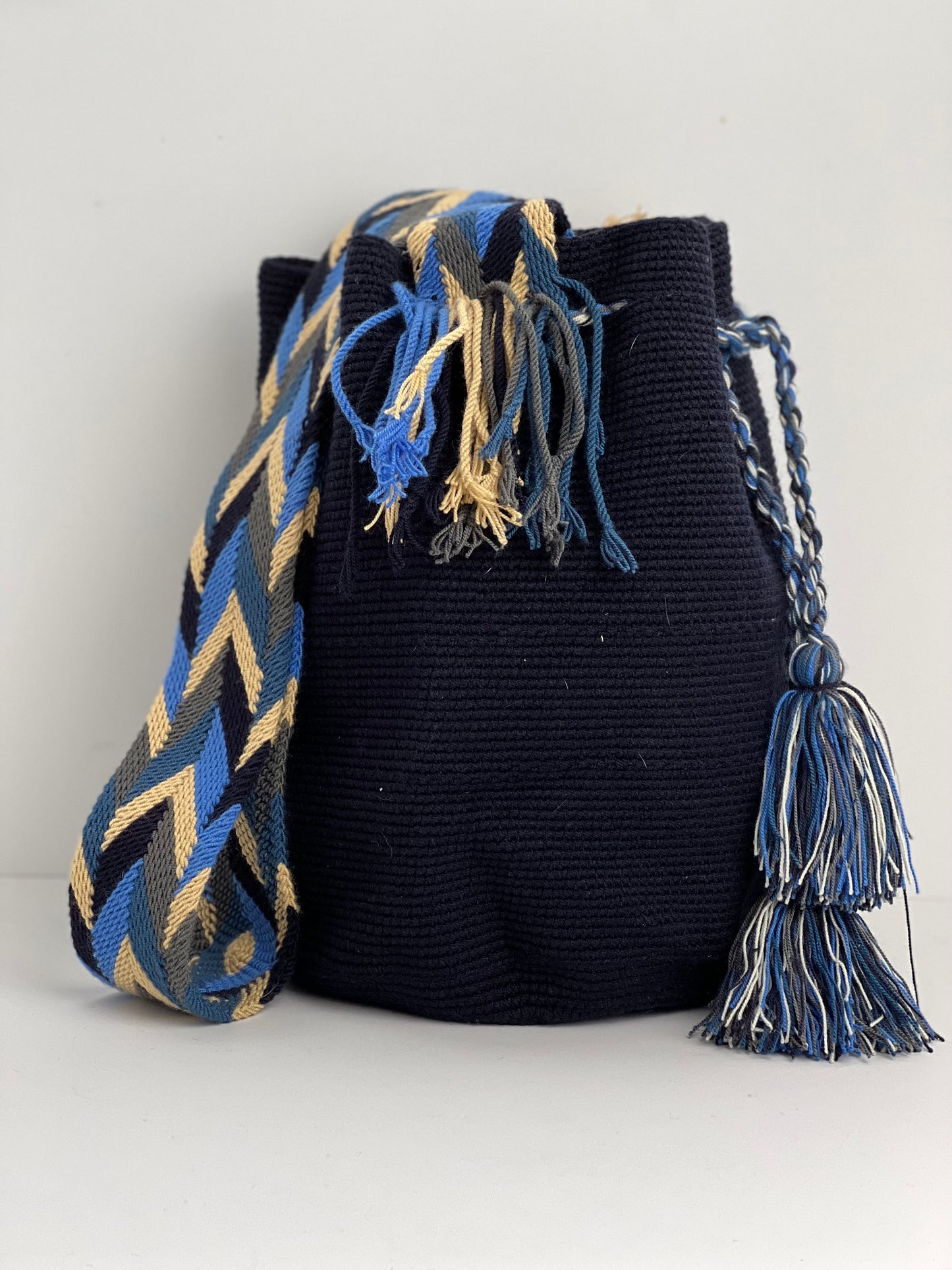 Dark Blue Handwoven Bucket Bag