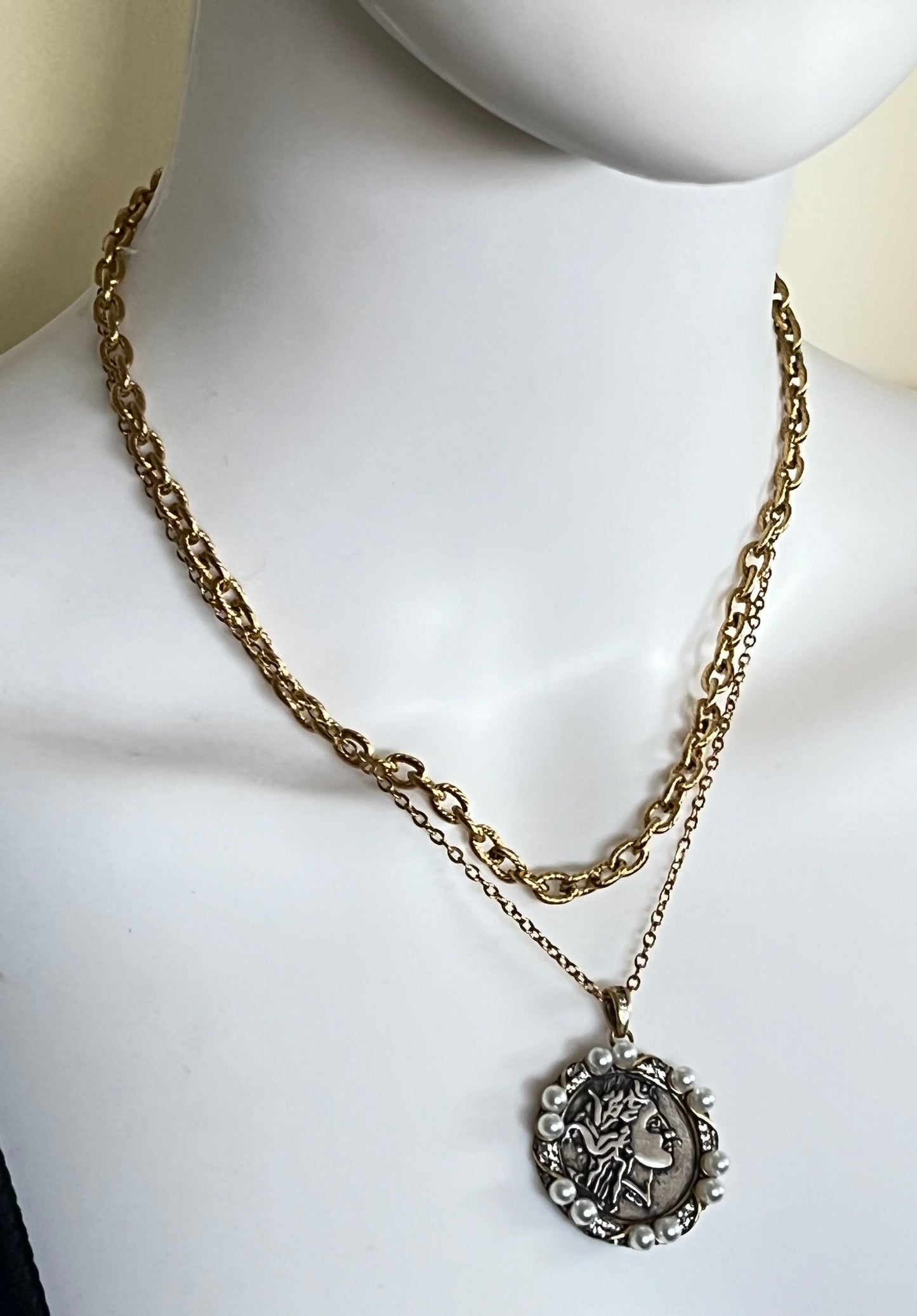 Antique Pearl Medallion Necklace