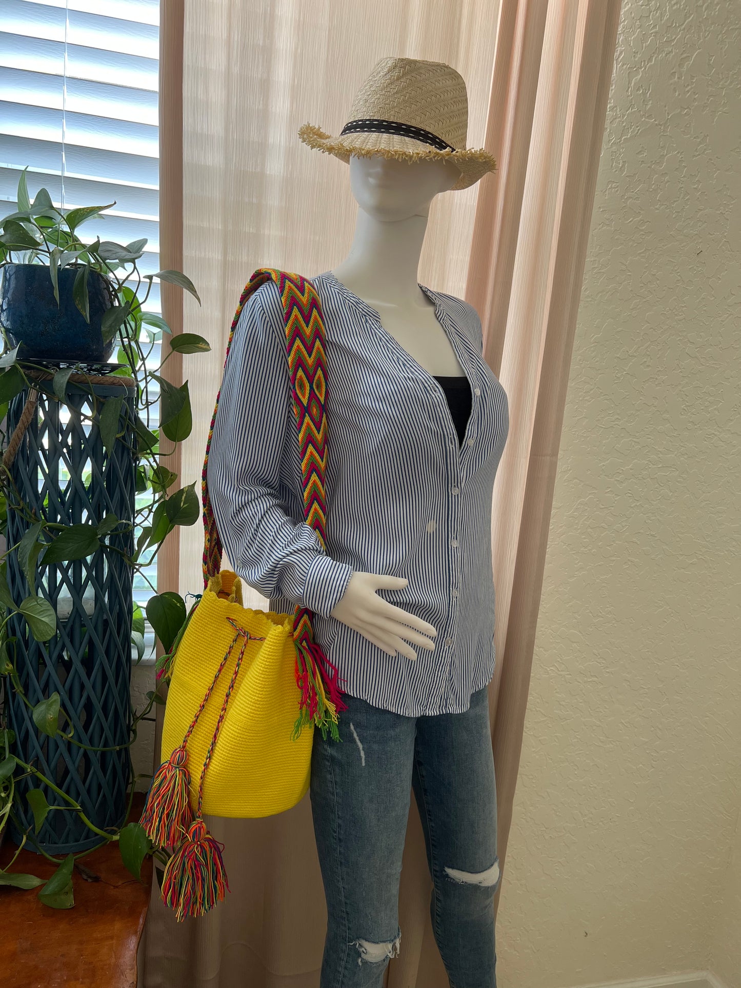 Bright Yellow Wayuu Mochila Bag