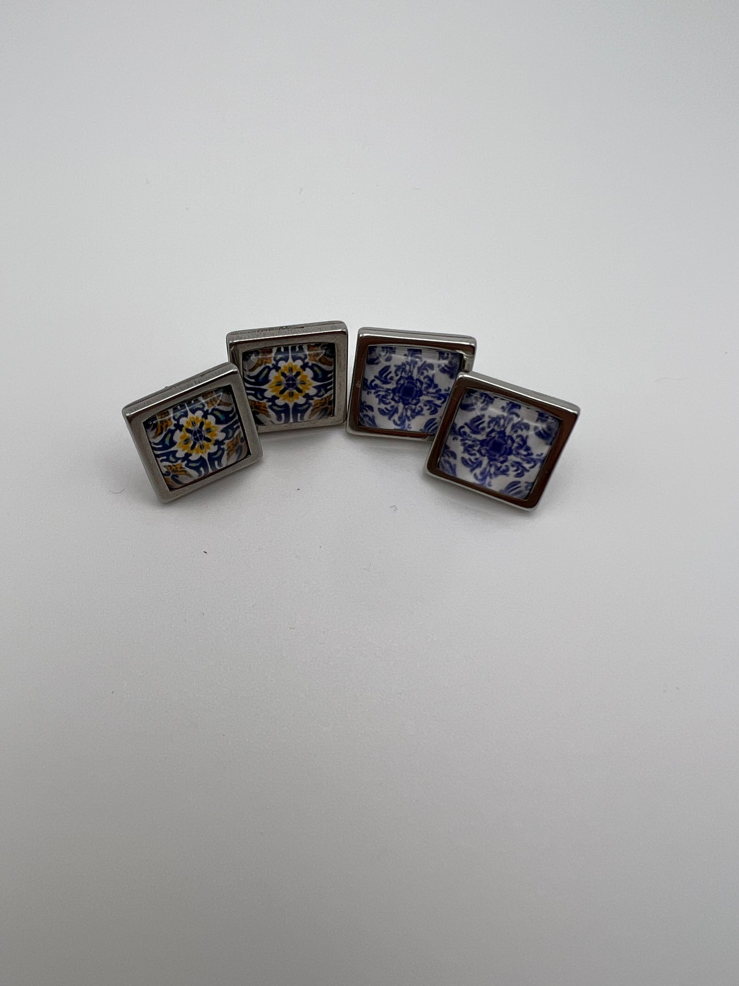 Blue & Silver Stud Earrings