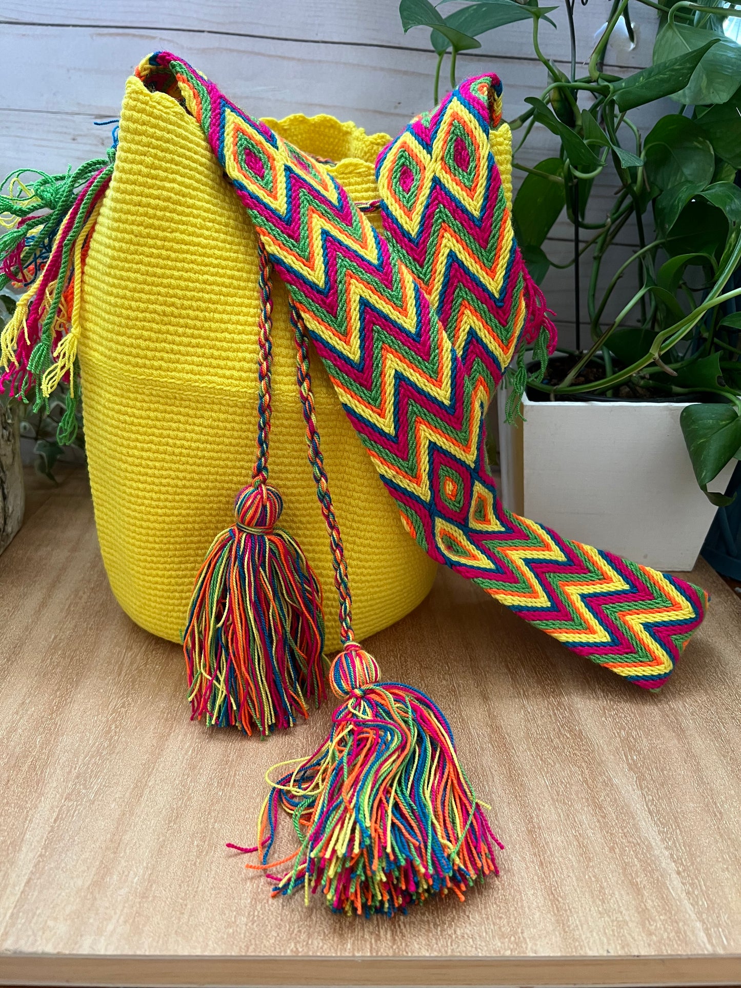 Bright Yellow Wayuu Mochila Bag