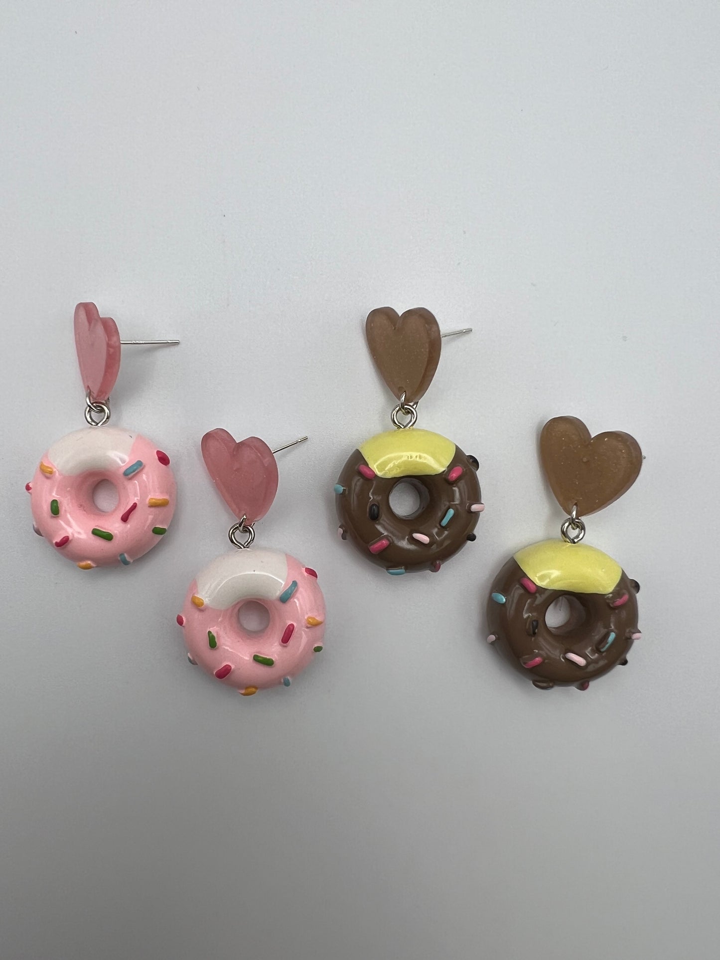Kawaii Donut & Heart Dangle Earrings