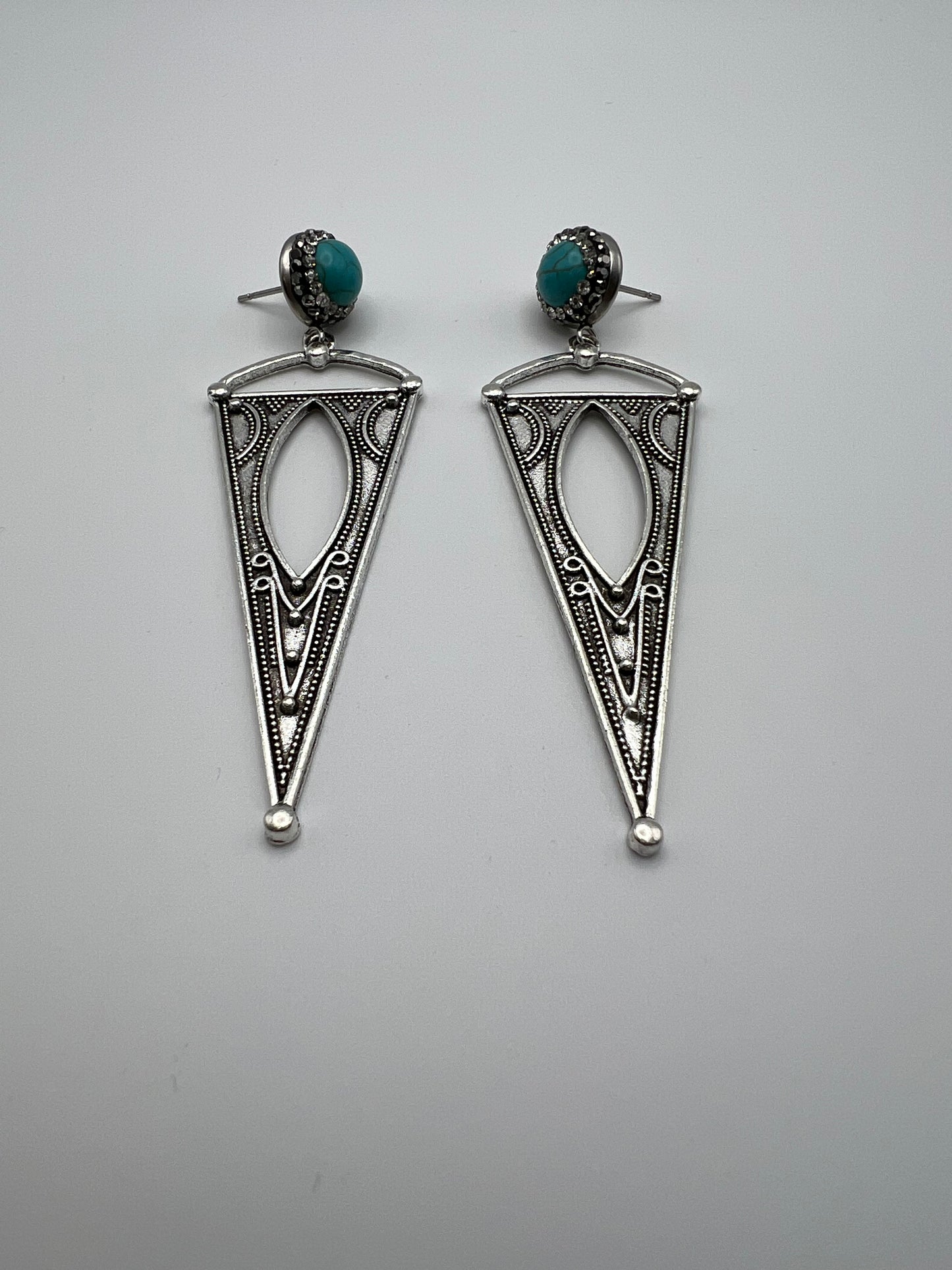 Western Boho Silver Dangle Earrings