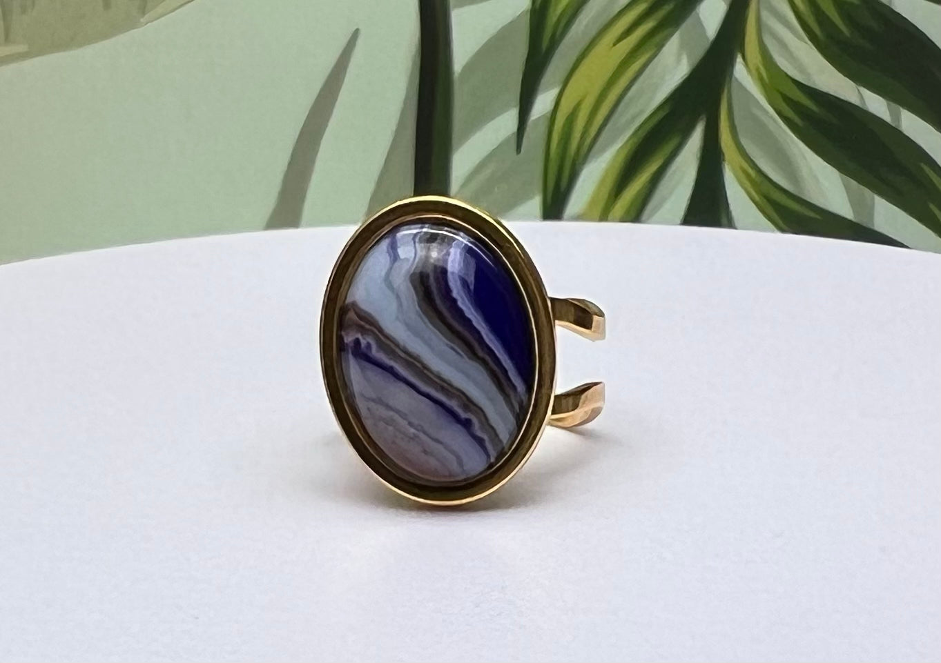 Agate Oval Statement Rings