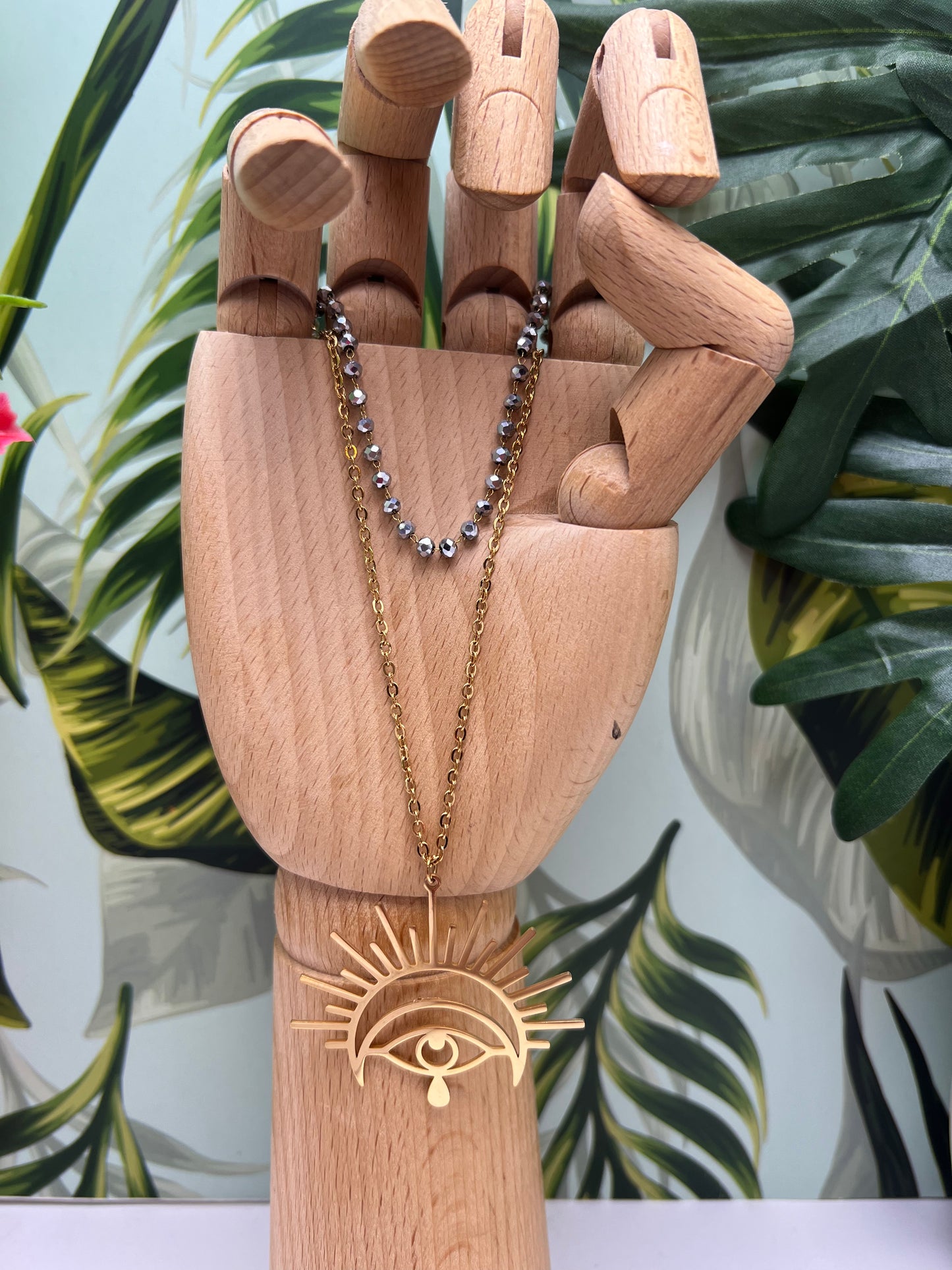 All Seeing Eye & Moon Pendant Necklace