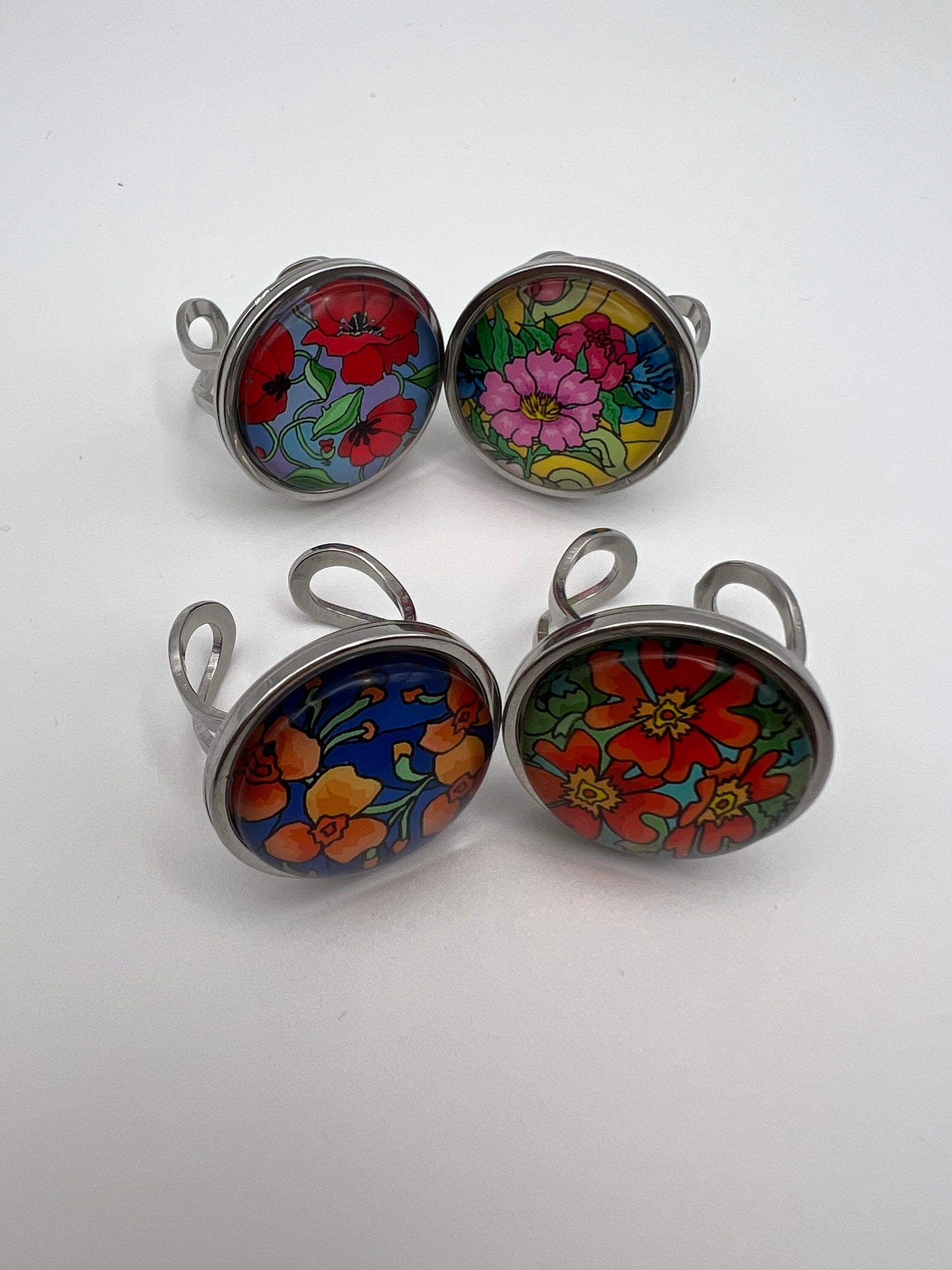 Oversized Elegant Floral Statement Rings