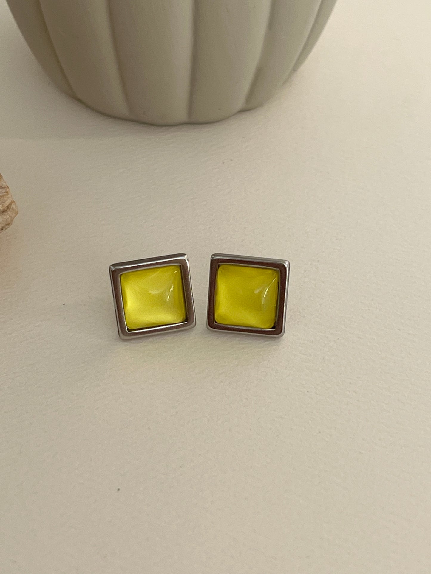 Square Silver Stud Earrings