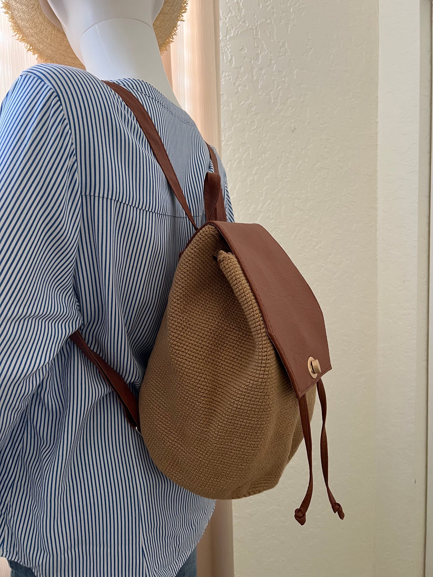 Classic Tan Handwoven Backpack