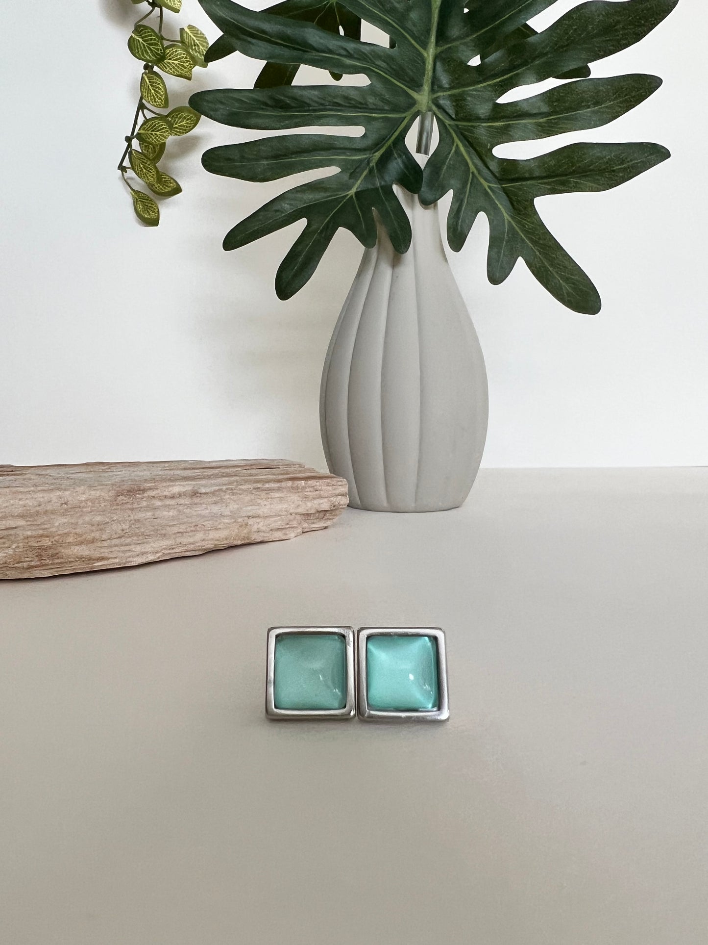 Square Silver Stud Earrings