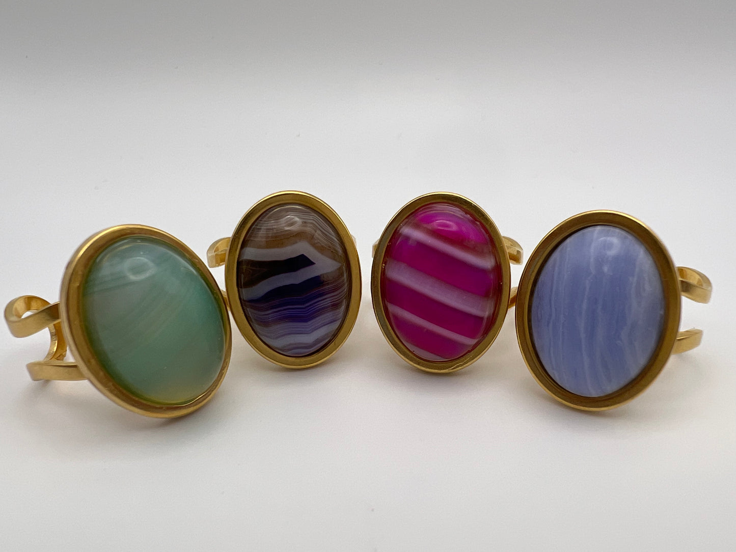 Agate Oval Statement Rings