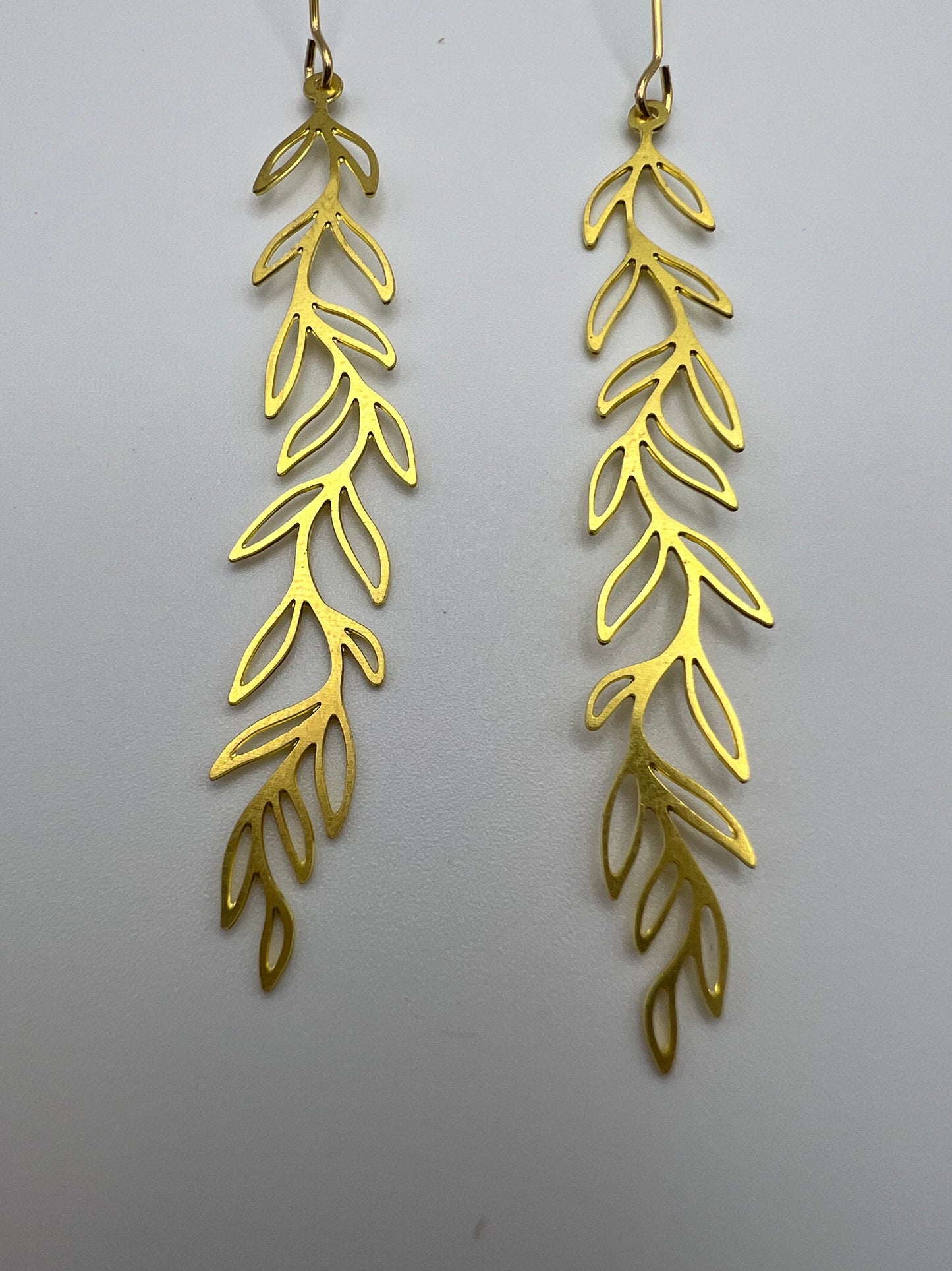 Brass Leaf Dangle Earrings