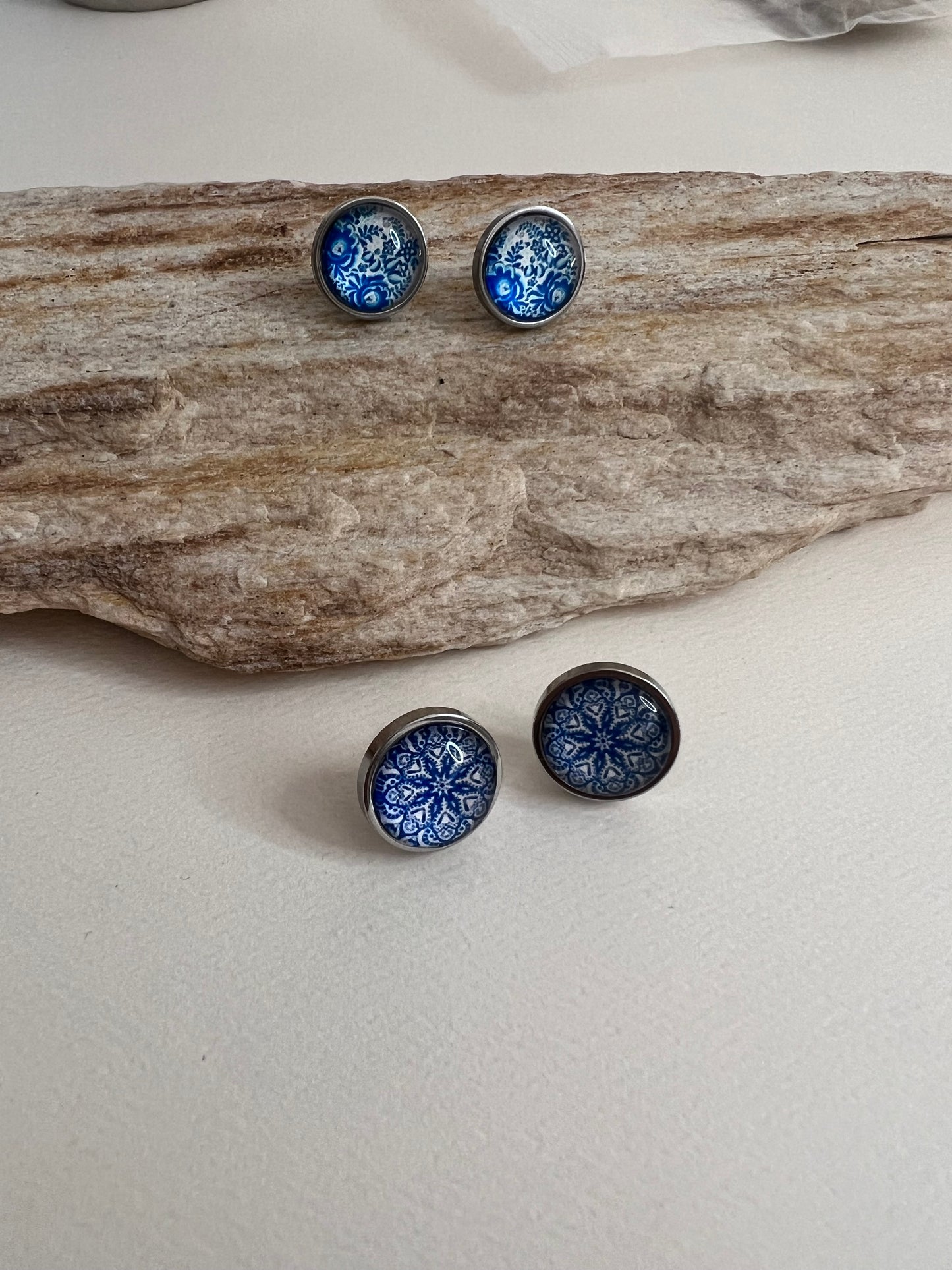 Blue & Silver Stud Earrings