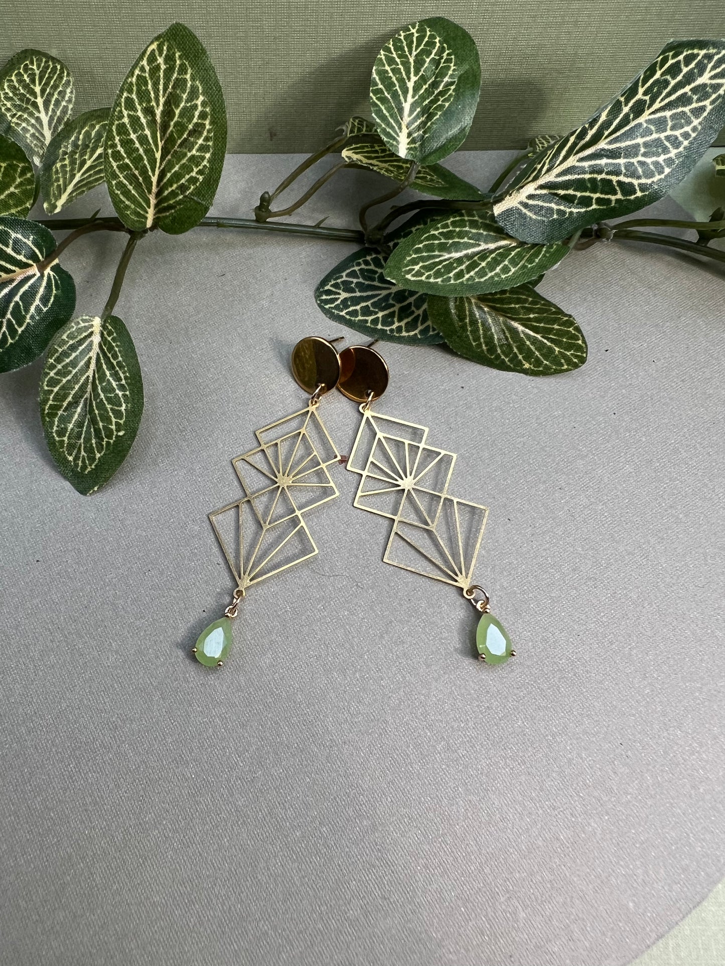 Art Deco Geometric Brass Earrings
