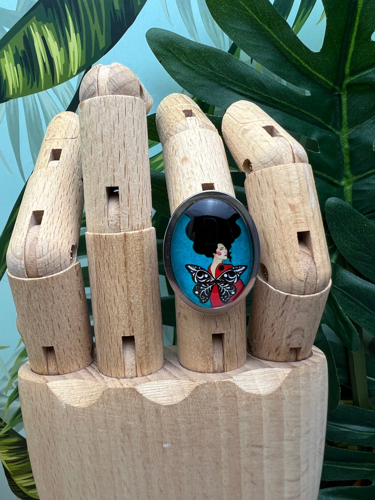 Winged Woman Oval Ring