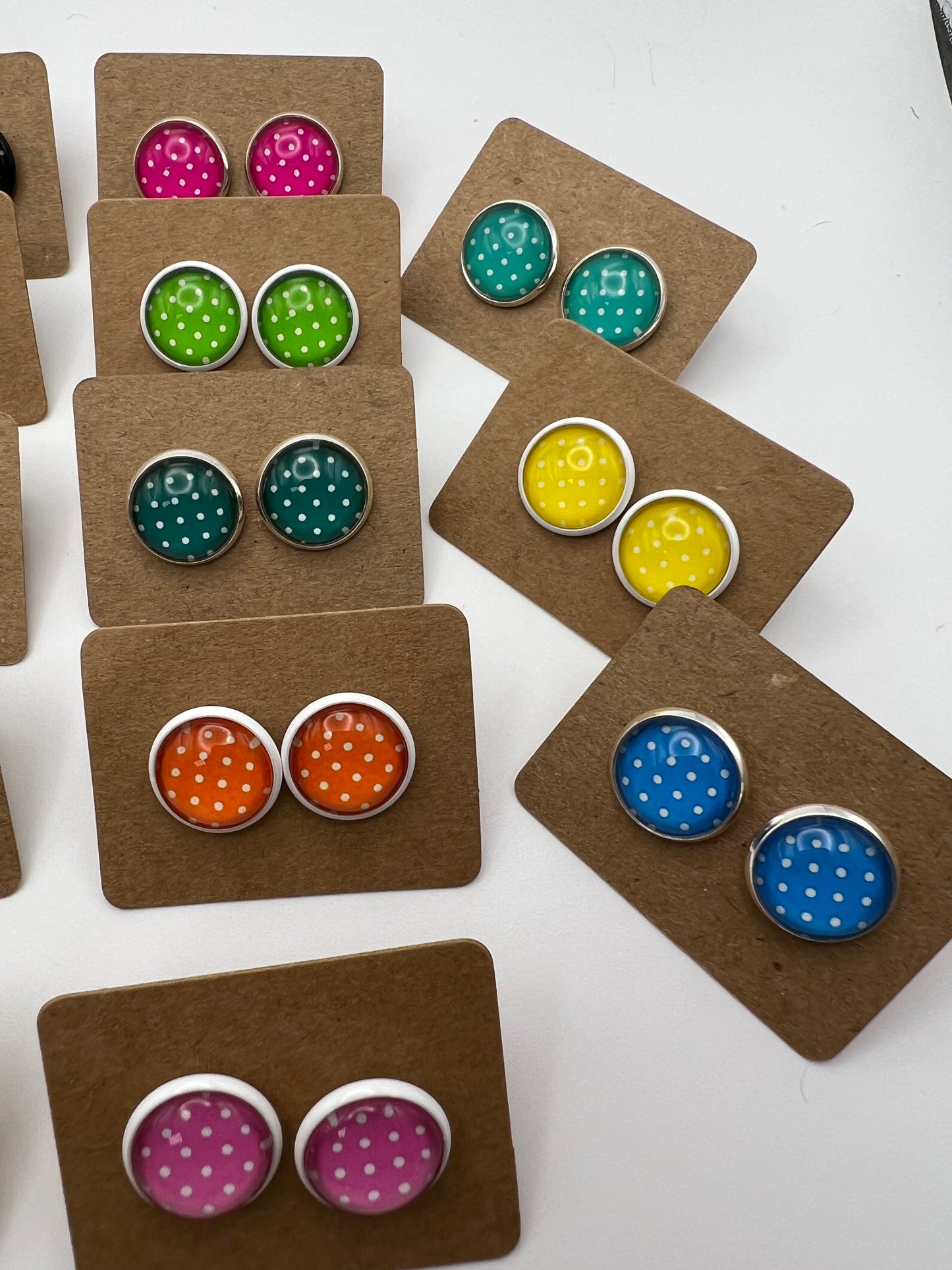 Colorful Polka-Dot Stud Earrings