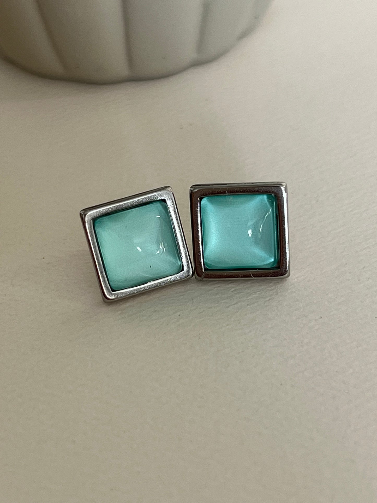 Square Silver Stud Earrings
