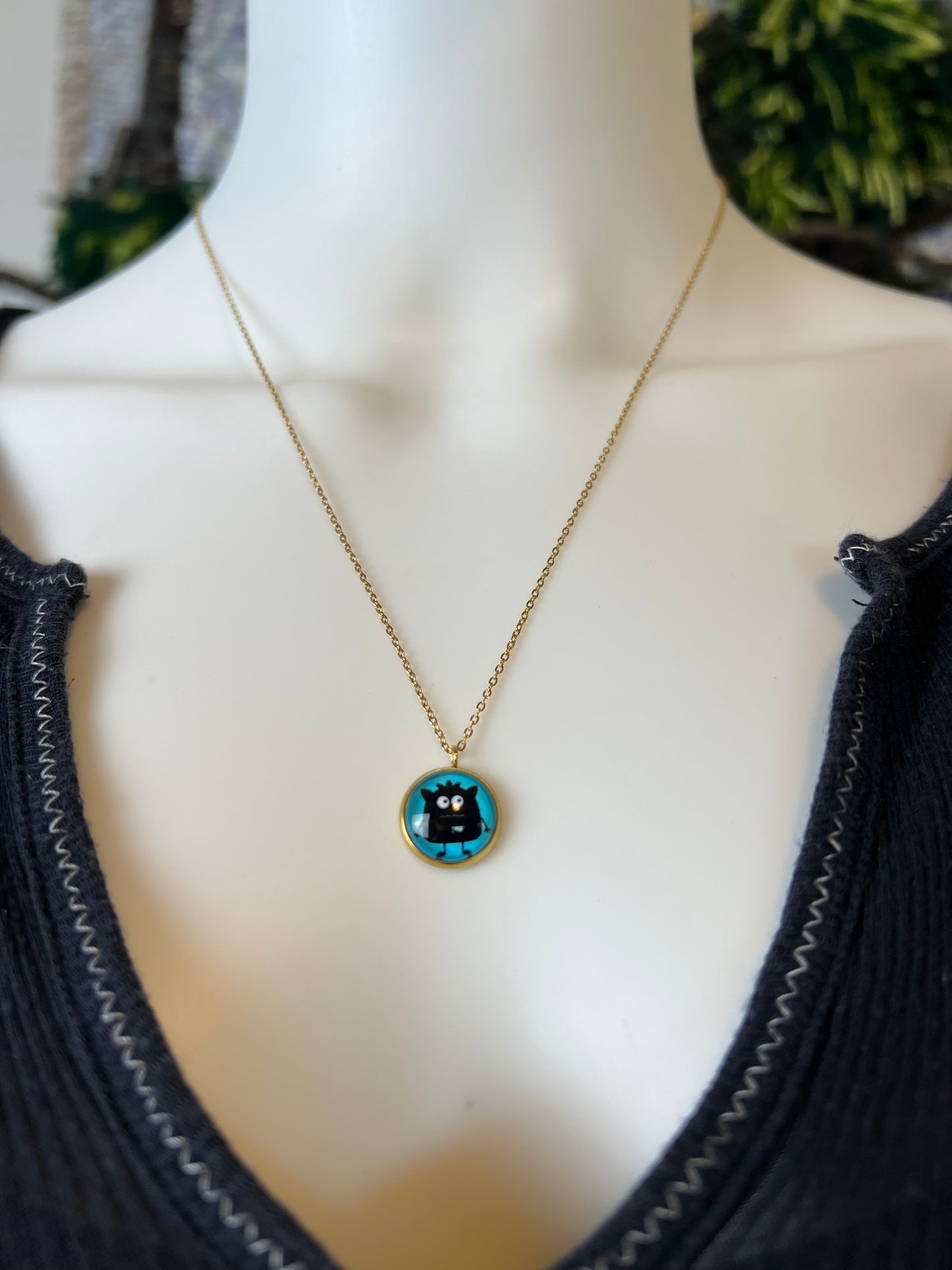 Cutesy Monster Pendant Necklace