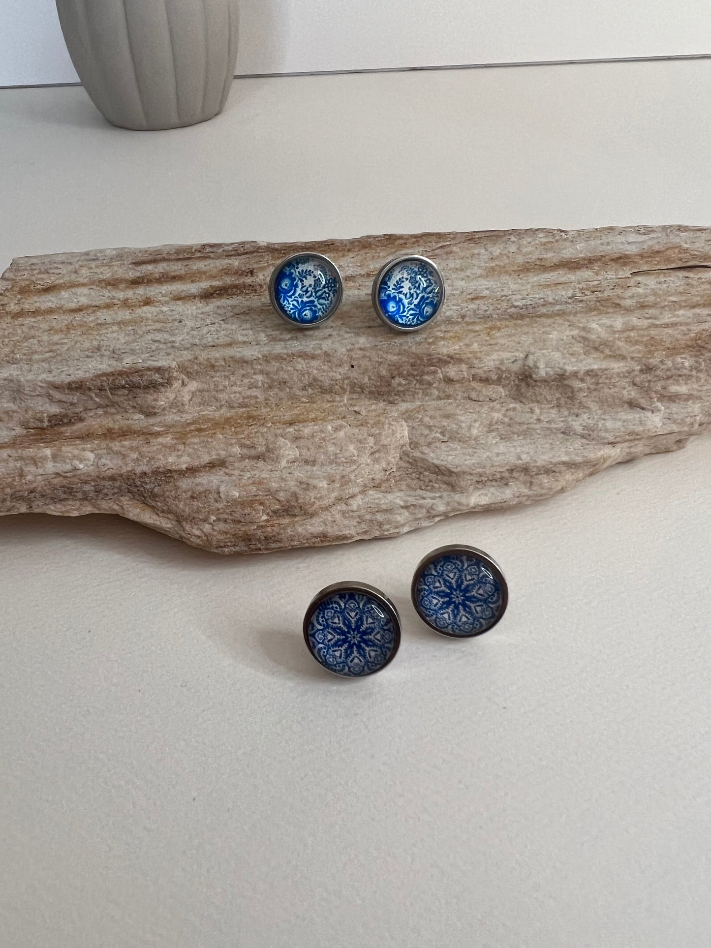 Blue & Silver Stud Earrings