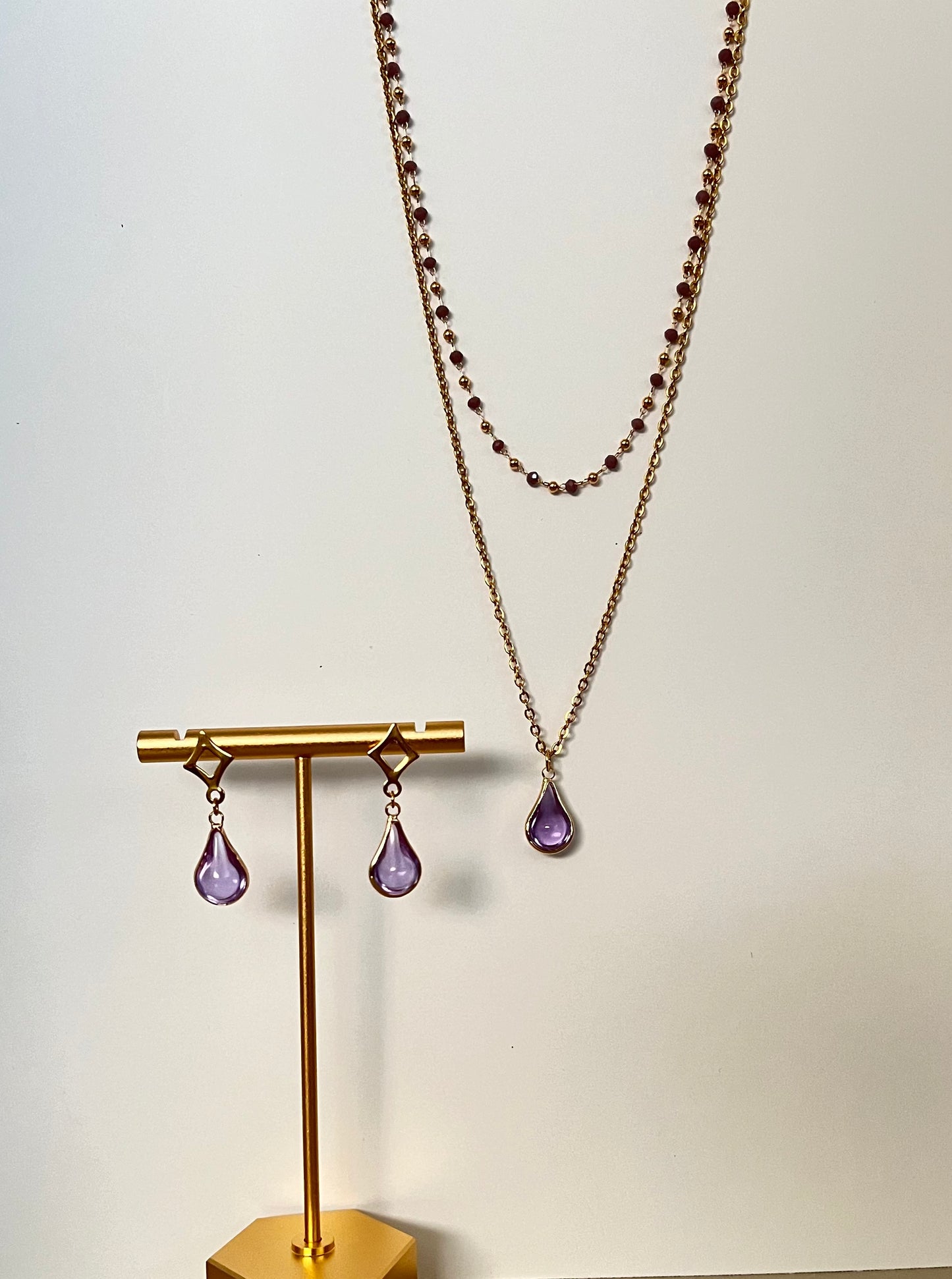 Teardrop Pendant Layered Necklace Set