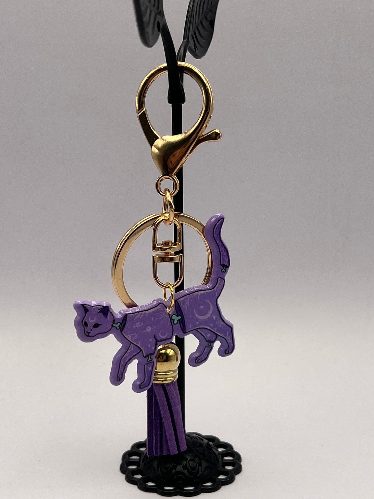 Pastel Goth Witchy Cat Keychain