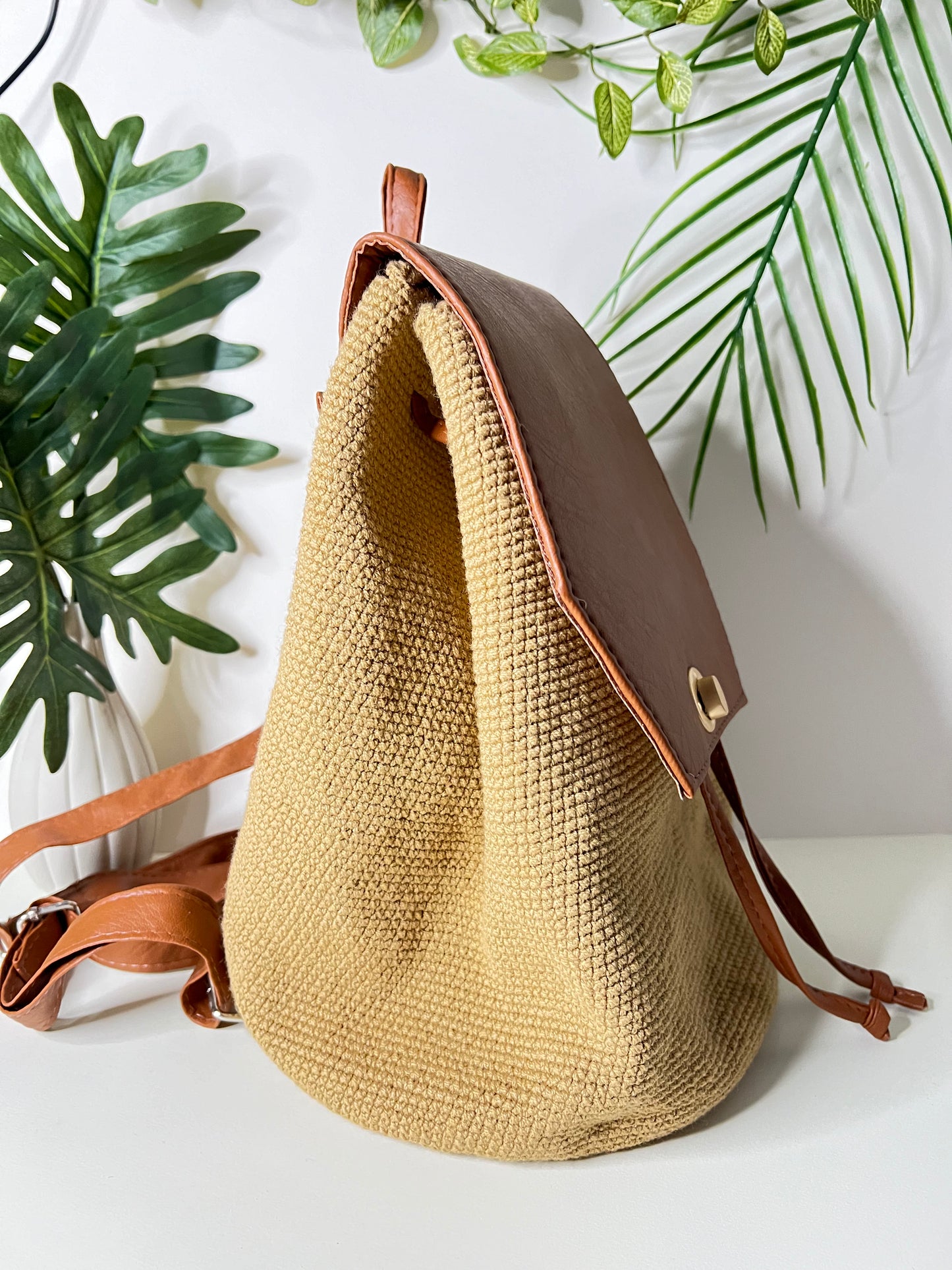 Classic Tan Handwoven Backpack