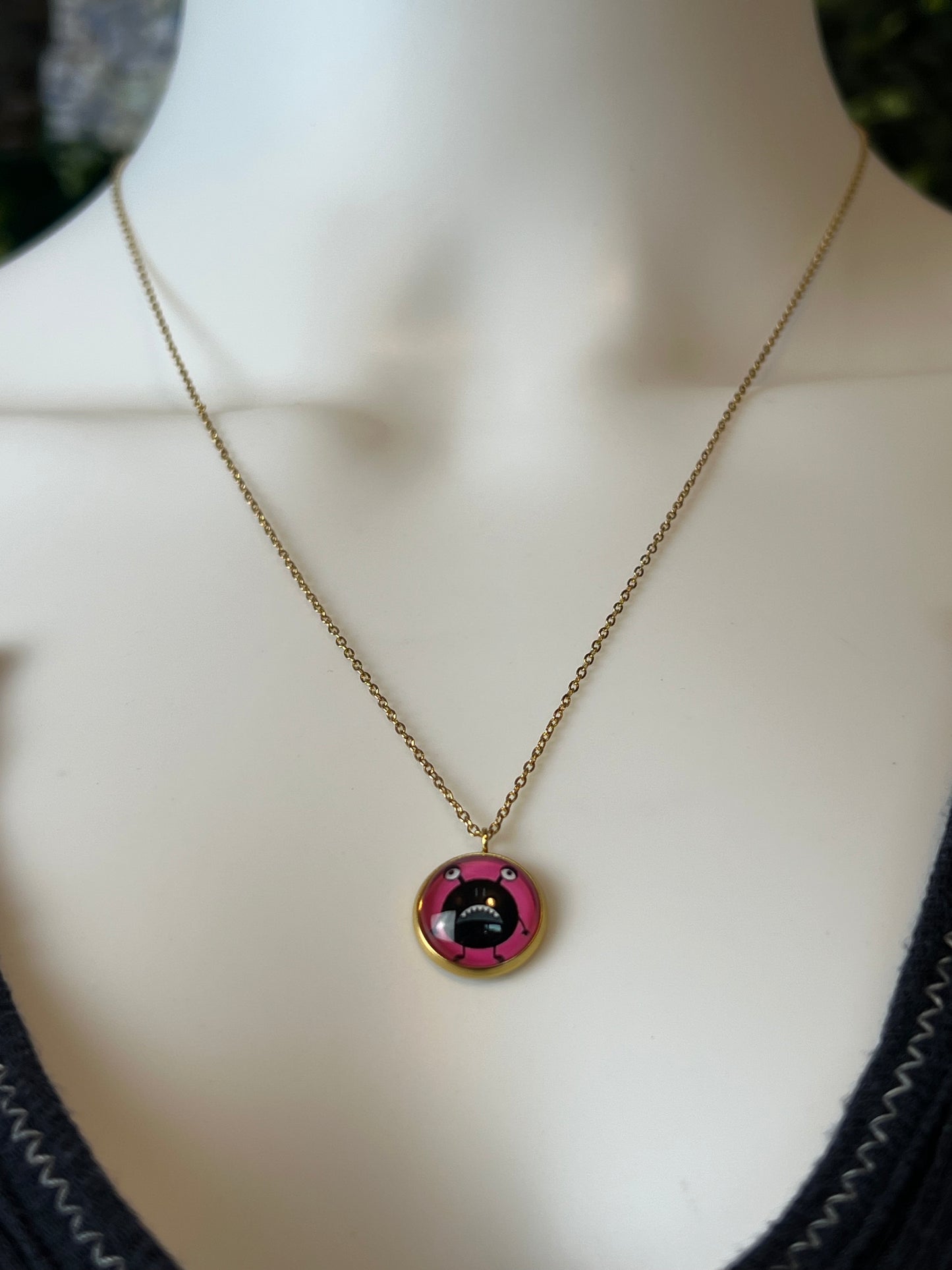 Cutesy Monster Pendant Necklace