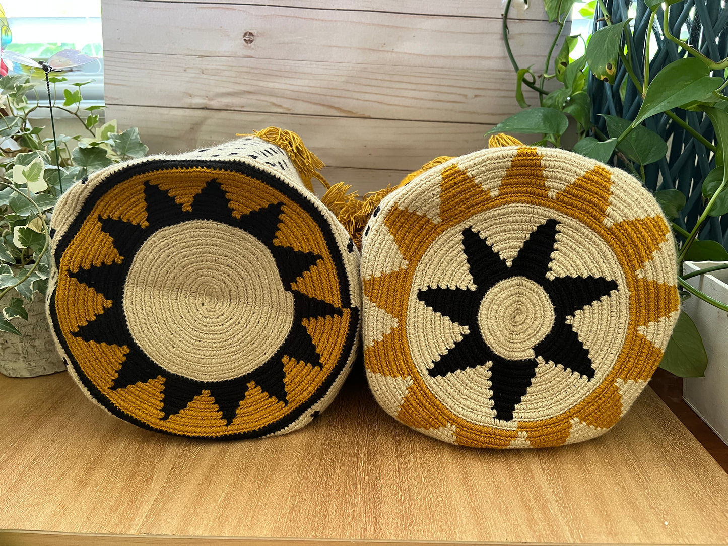Yellow & White Retro Handwoven Crossbody Bag