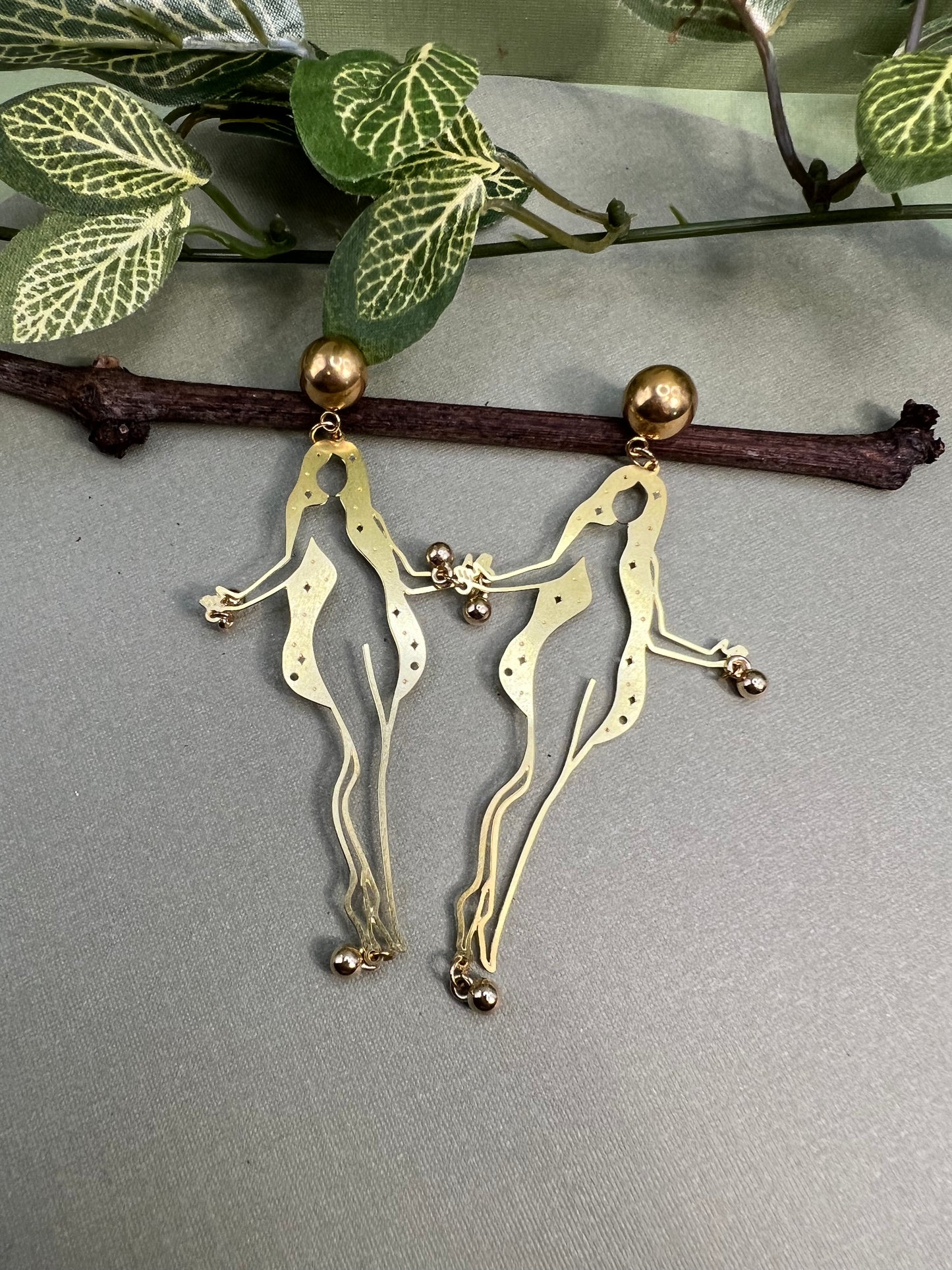 Brass Woman's Silhouette Earrings