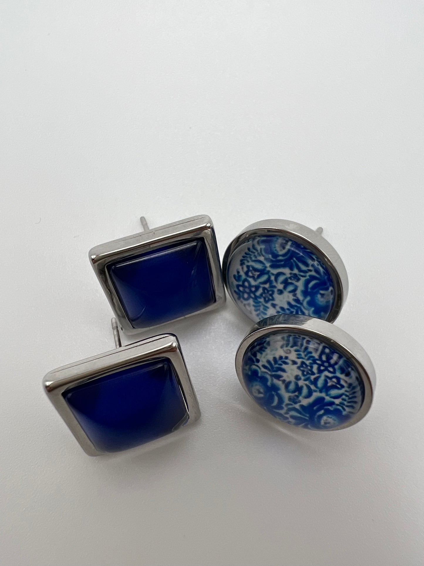 Blue & Silver Stud Earrings