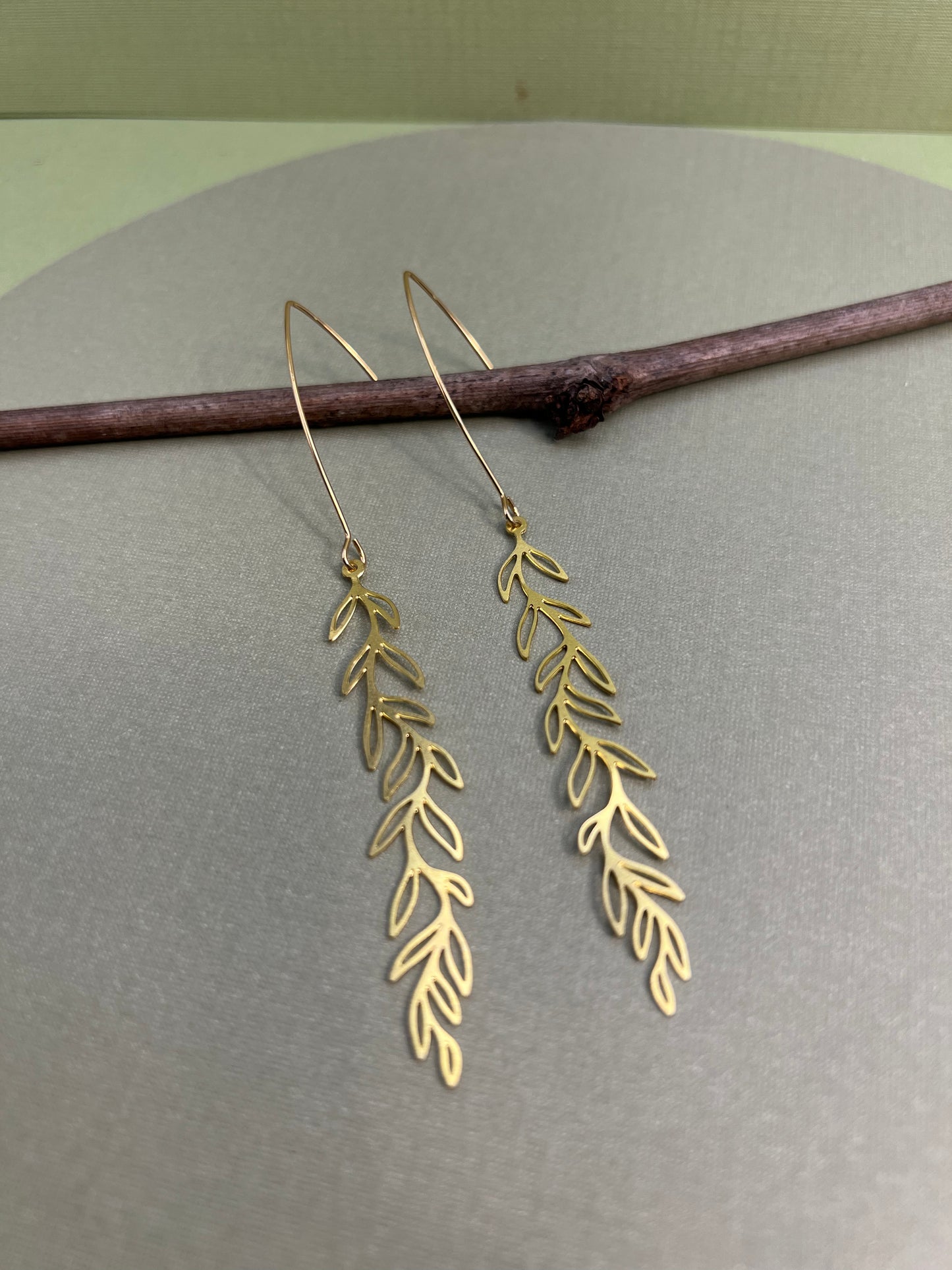 Brass Leaf Dangle Earrings