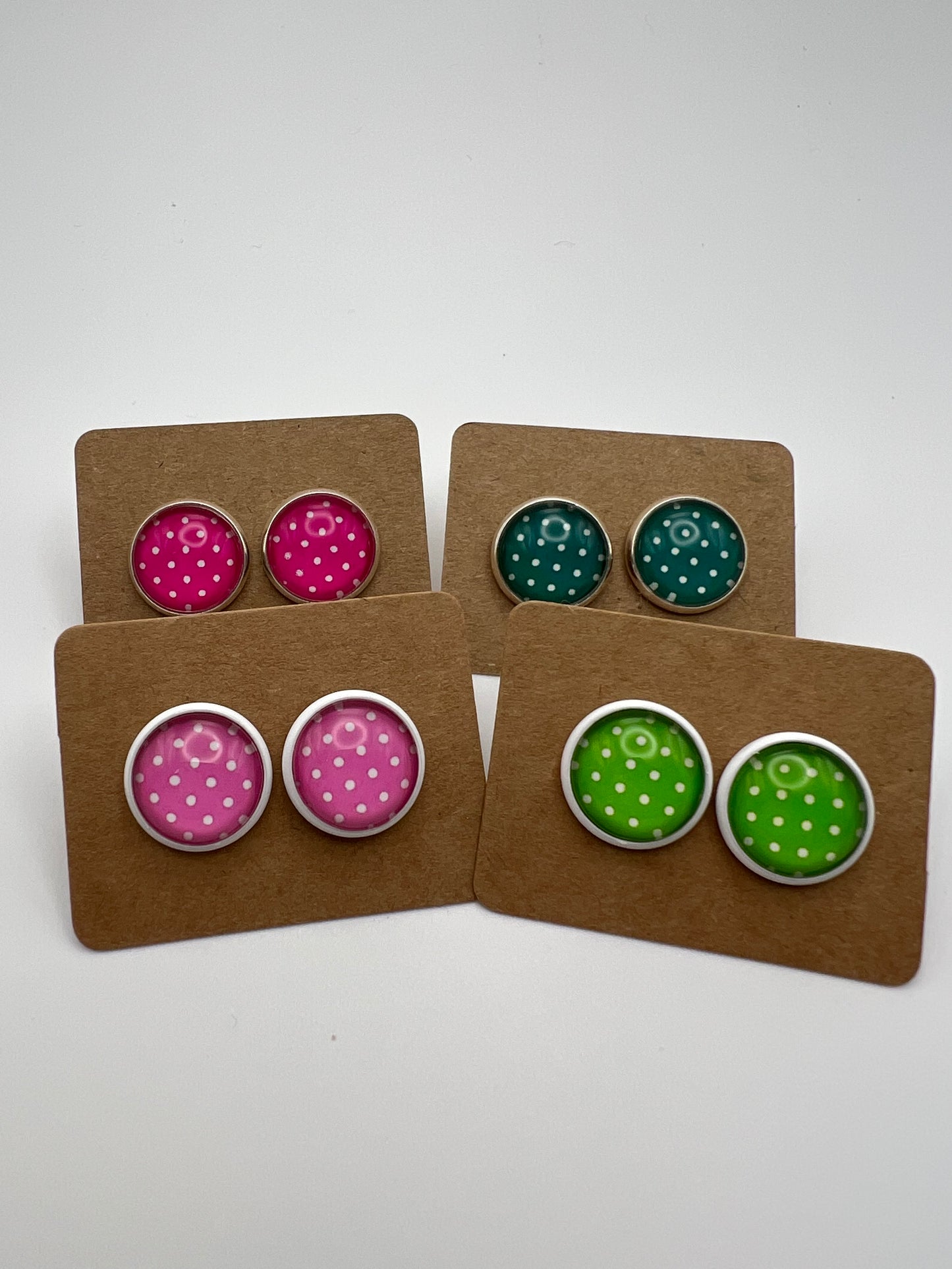 Colorful Polka-Dot Stud Earrings