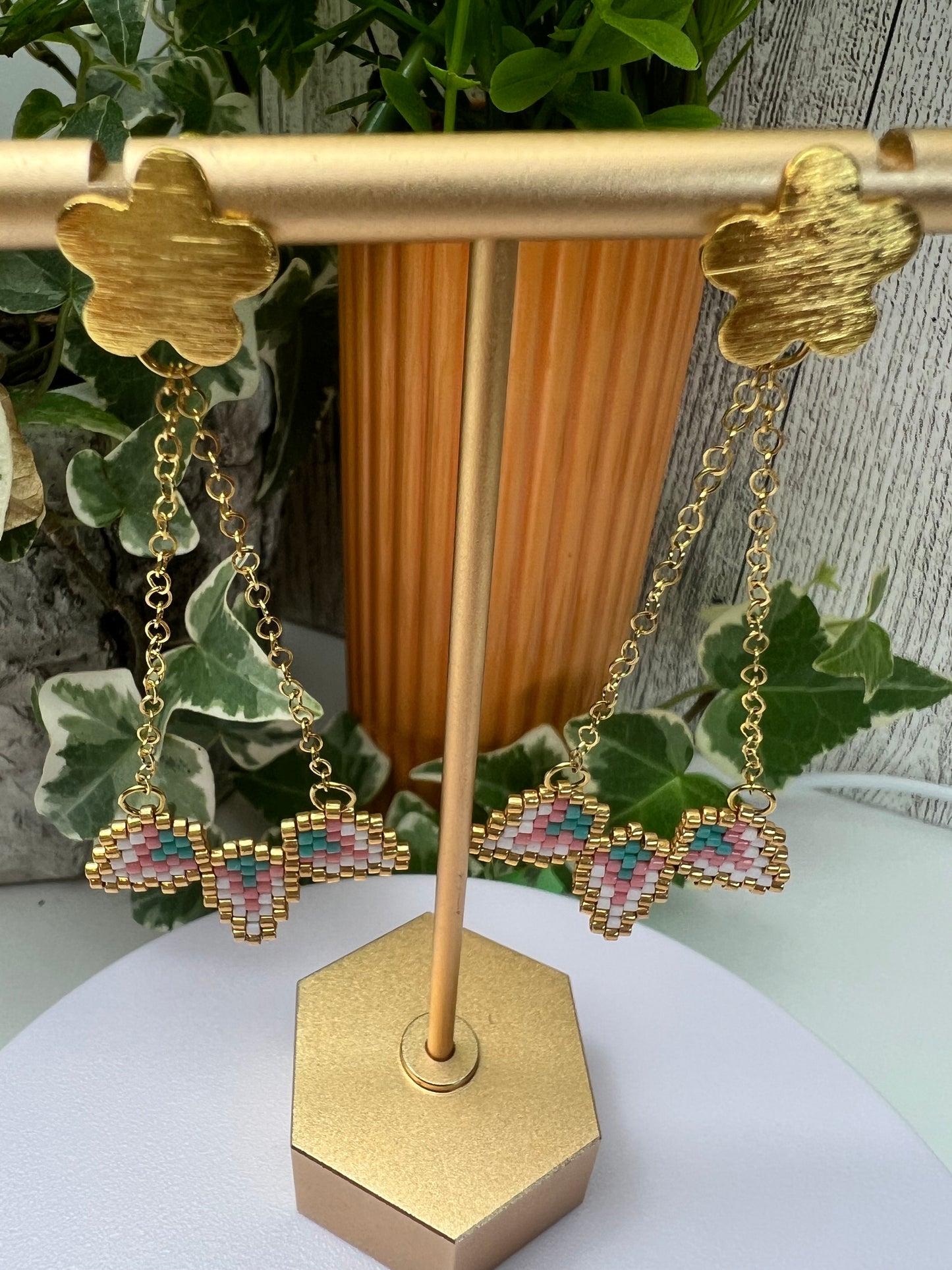 Delicate Flower Beaded Earrings