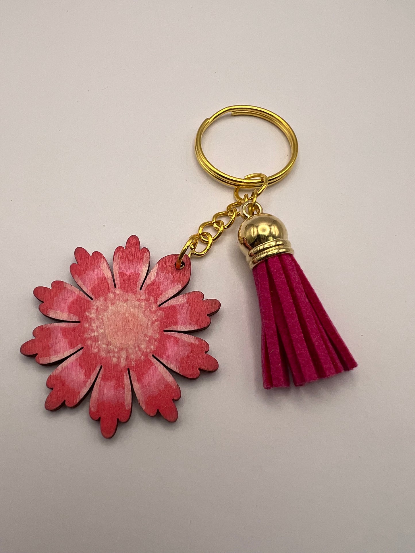 Pink Hand-Painted Flower Keychain