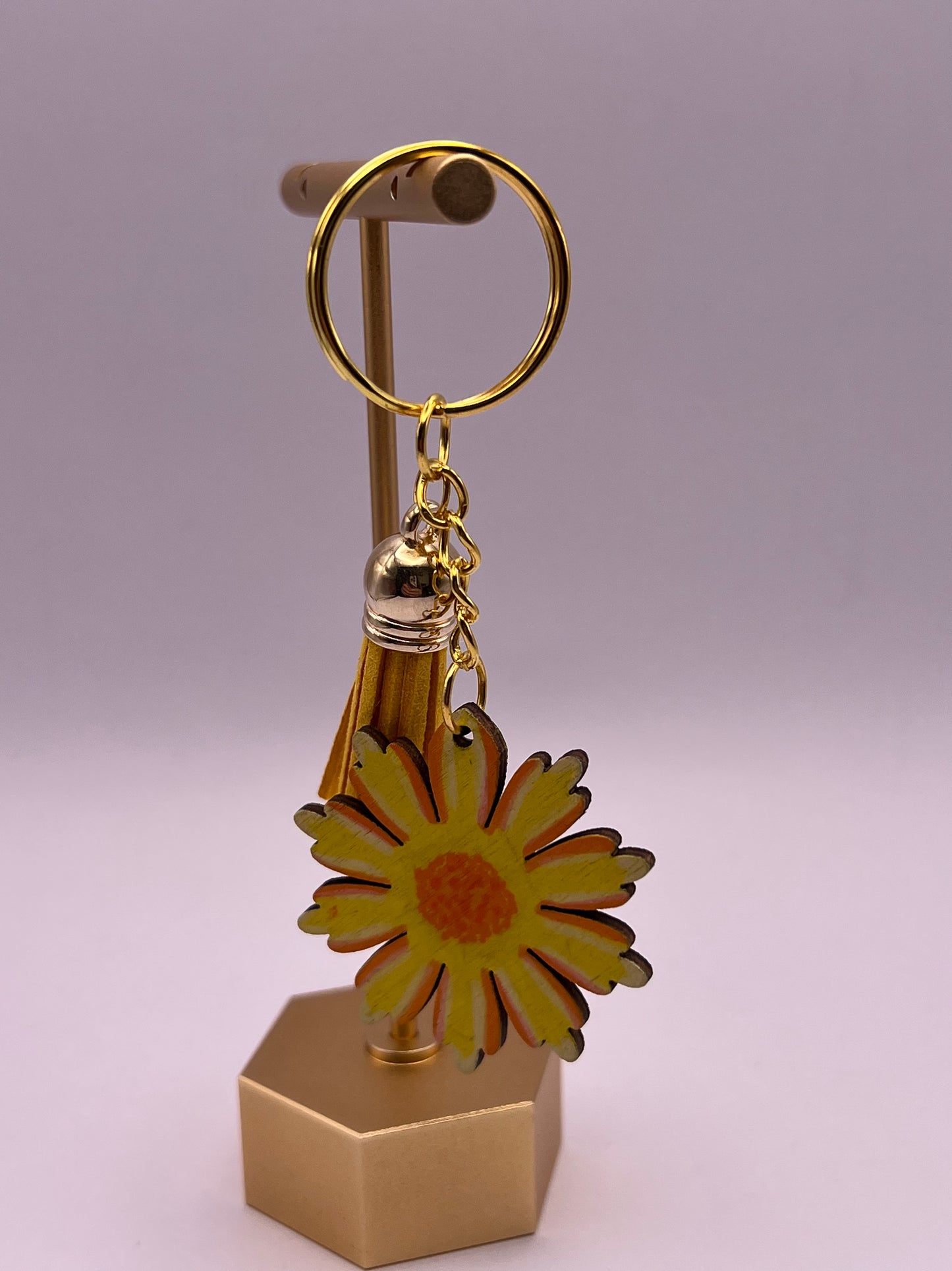 Hand-Painted Yellow Flower Keychain