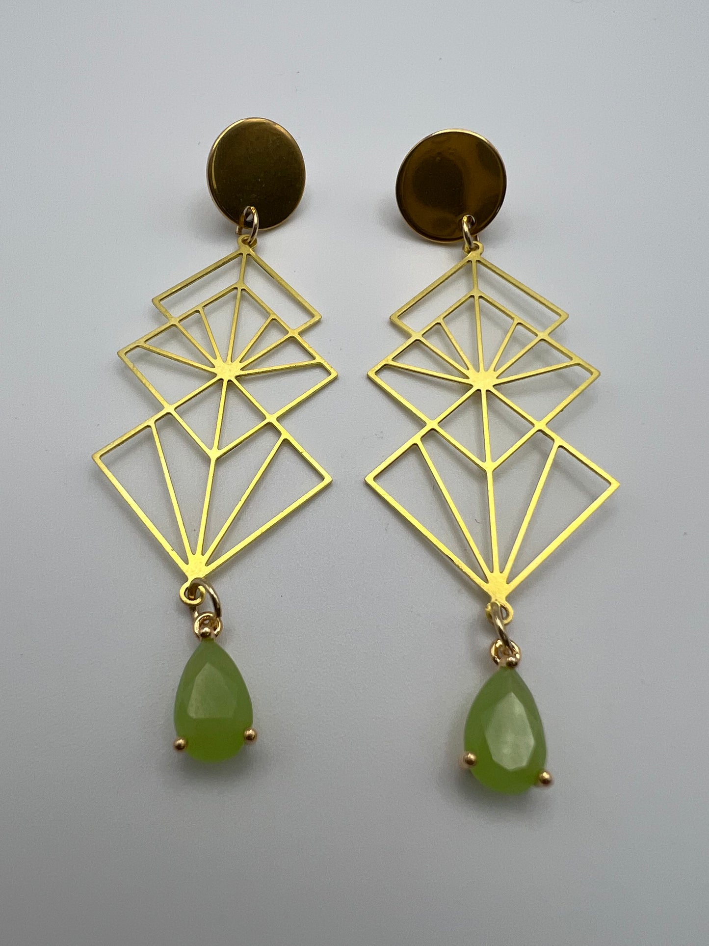 Art Deco Geometric Brass Earrings