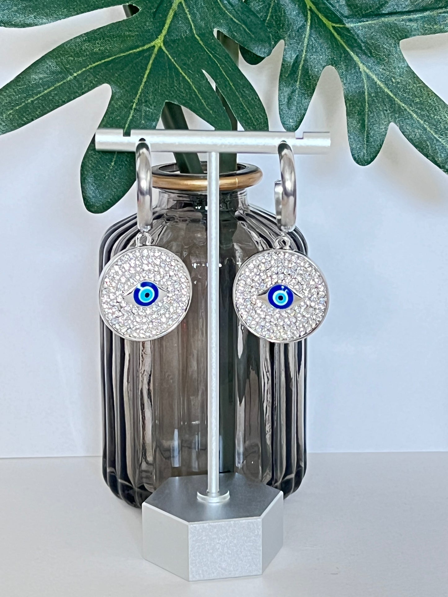 Evil Eye Zircon Hoop Earrings
