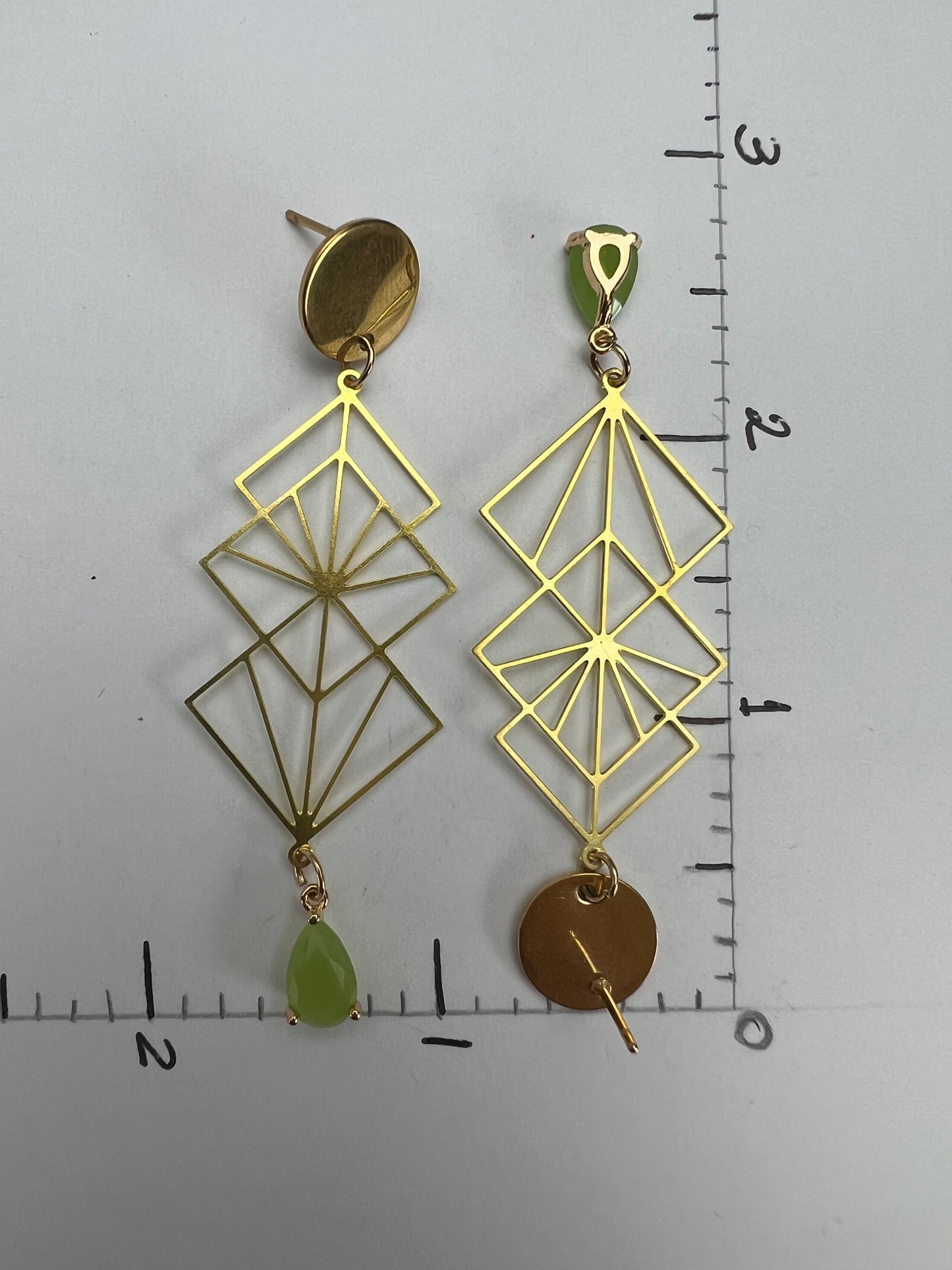 Art Deco Geometric Brass Earrings