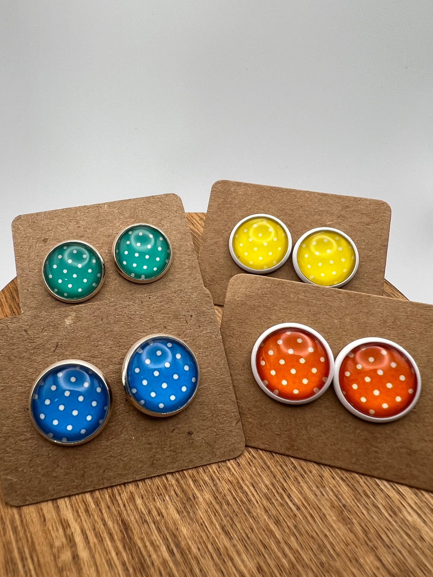 Colorful Polka-Dot Stud Earrings
