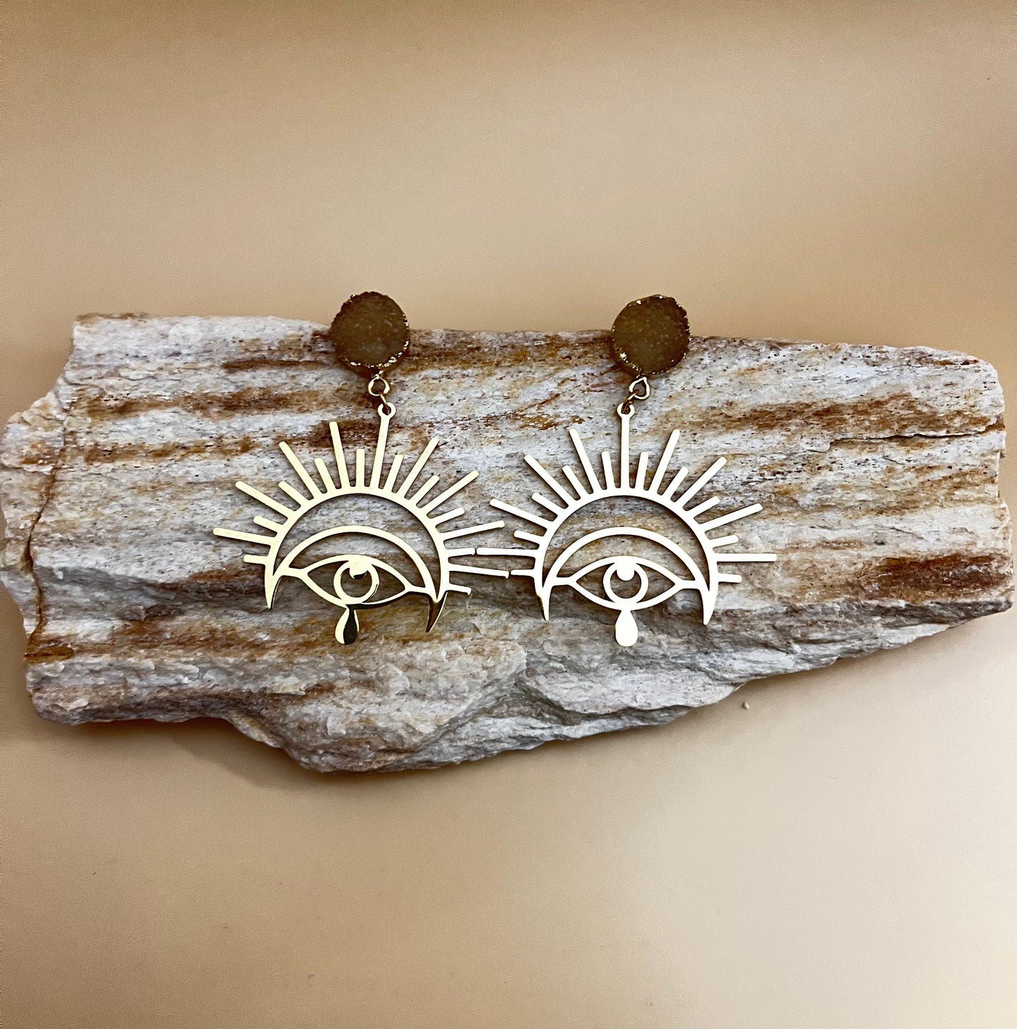 All Seeing Eye & Moon Statement Earrings