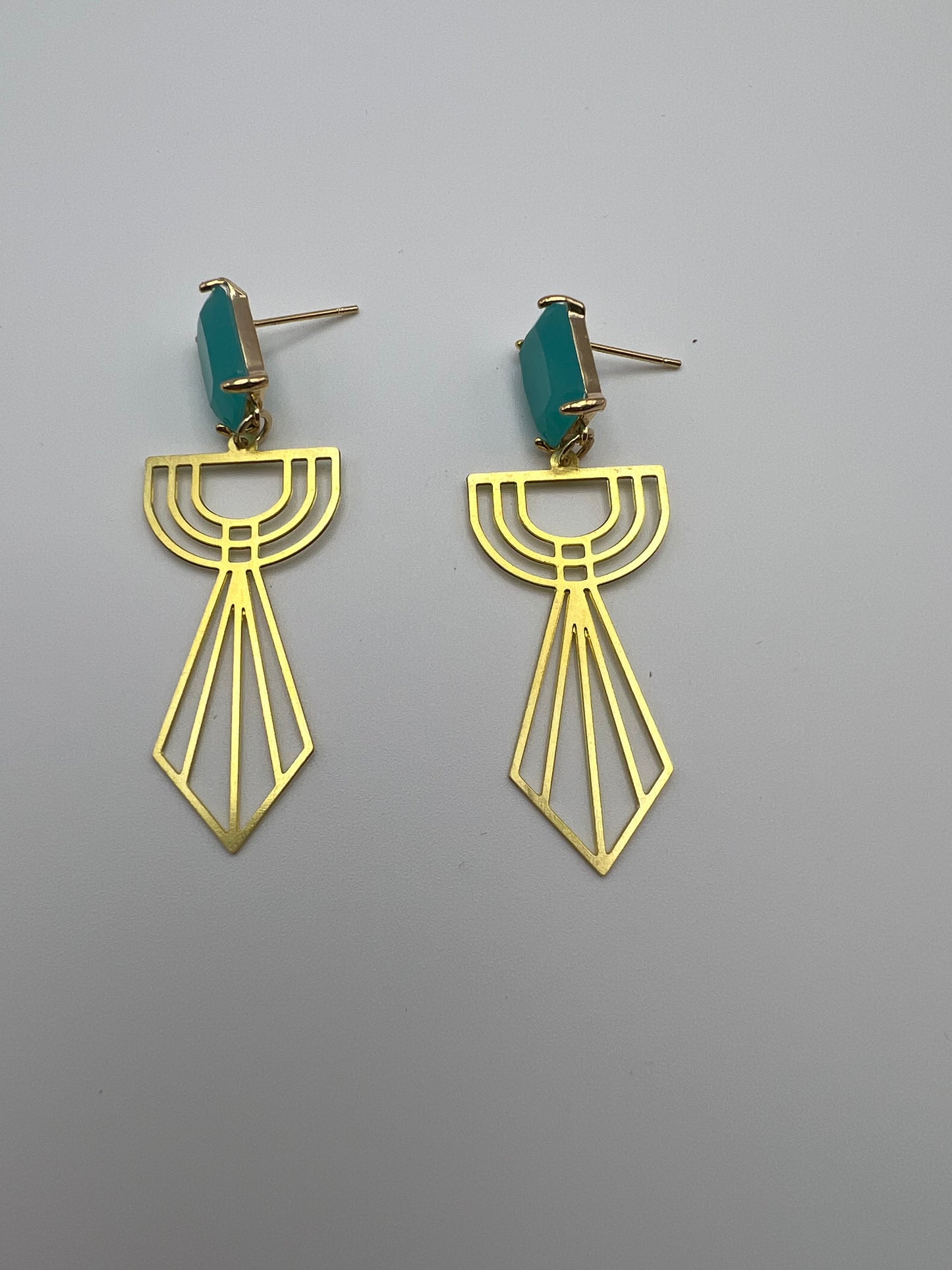 Art Deco-Inspired Brass Earrings