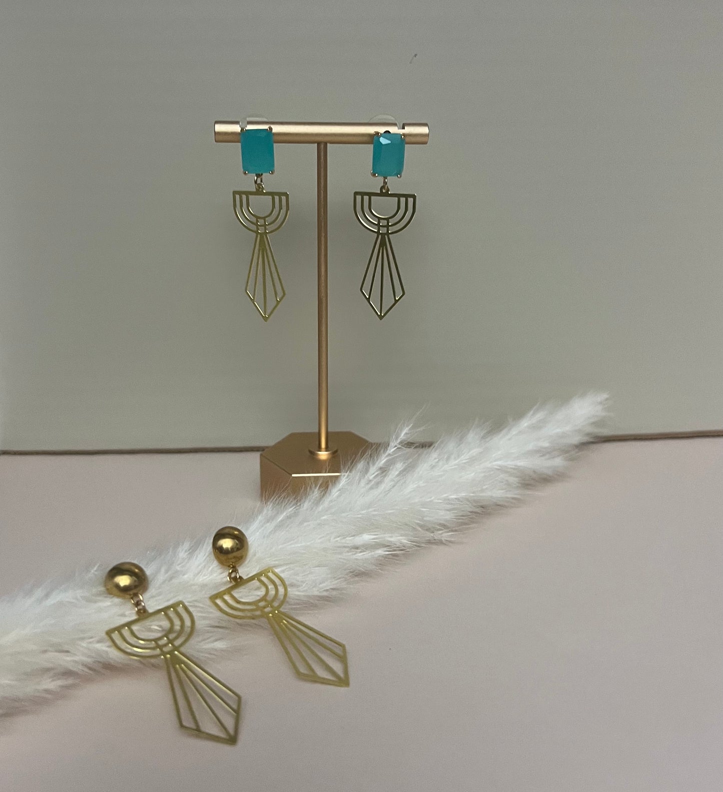 Art Deco-Inspired Brass Earrings