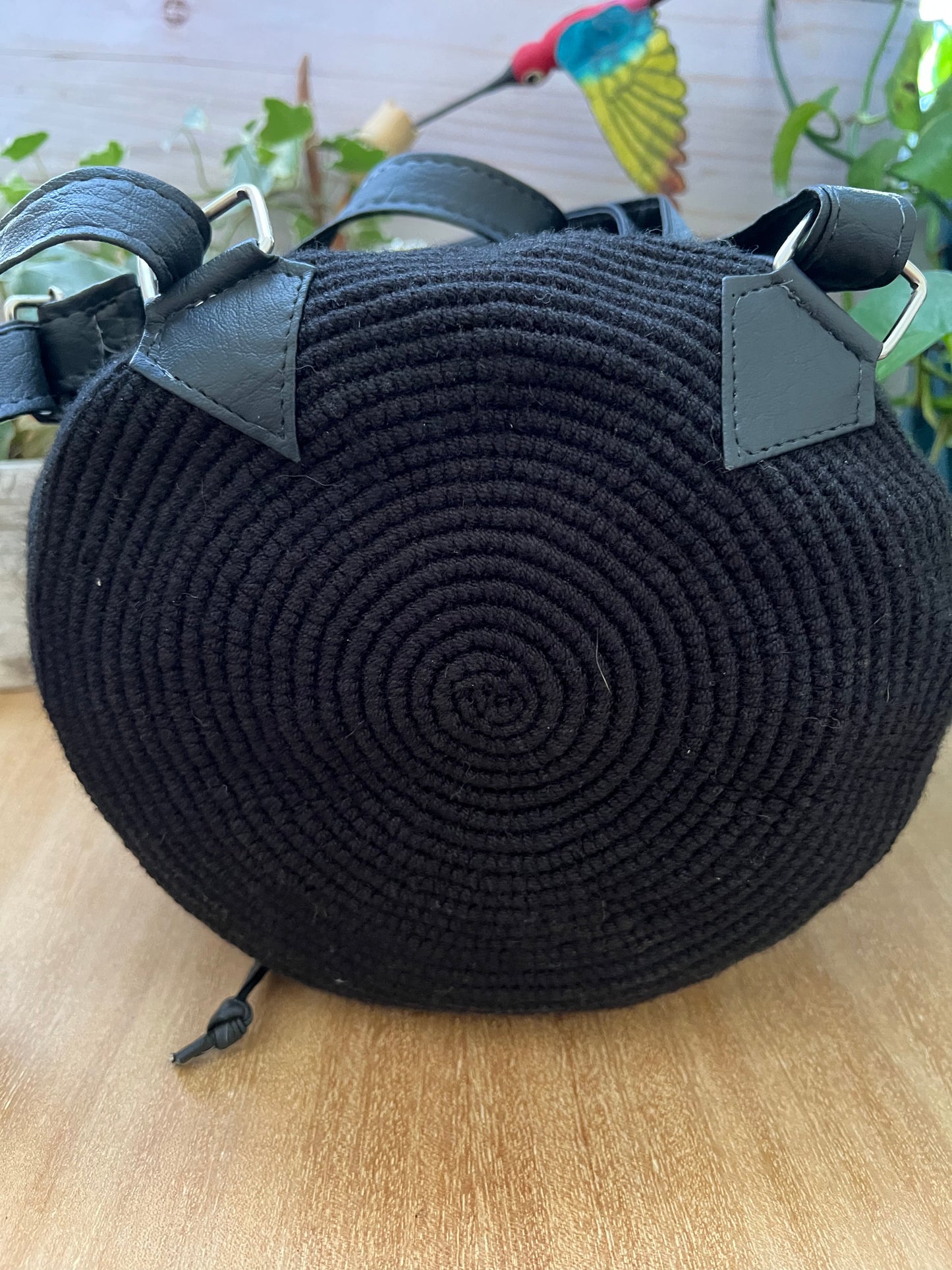 Classic Black Handwoven Backpack