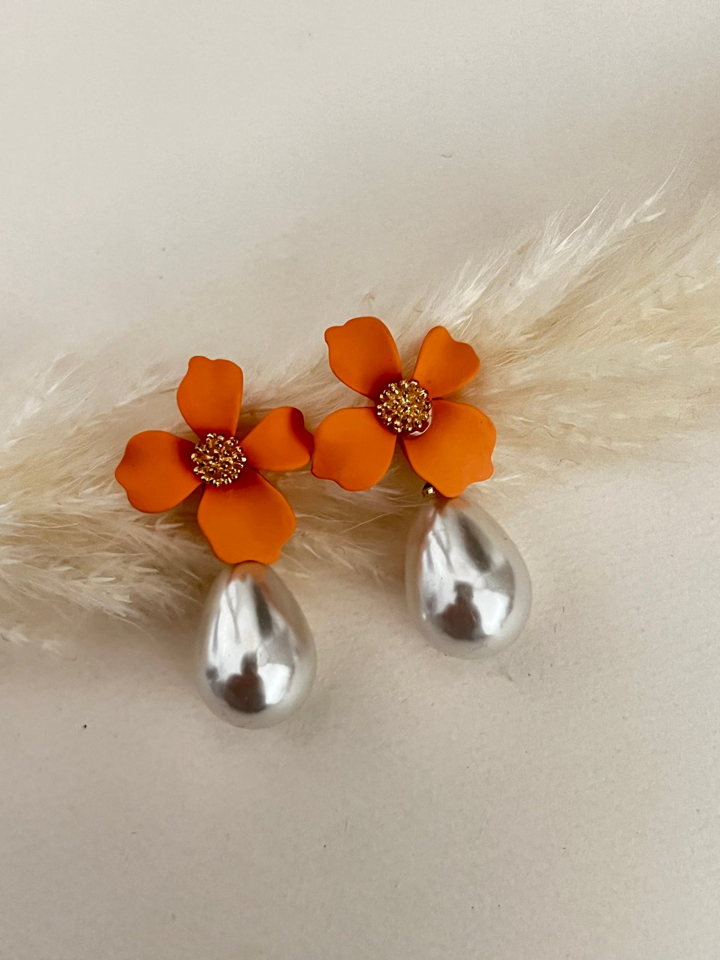 Flower & Pearl Drop Earrings