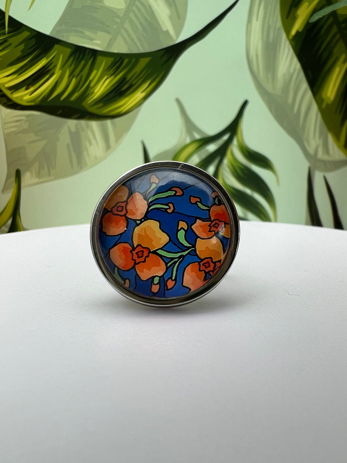 Oversized Elegant Floral Statement Rings