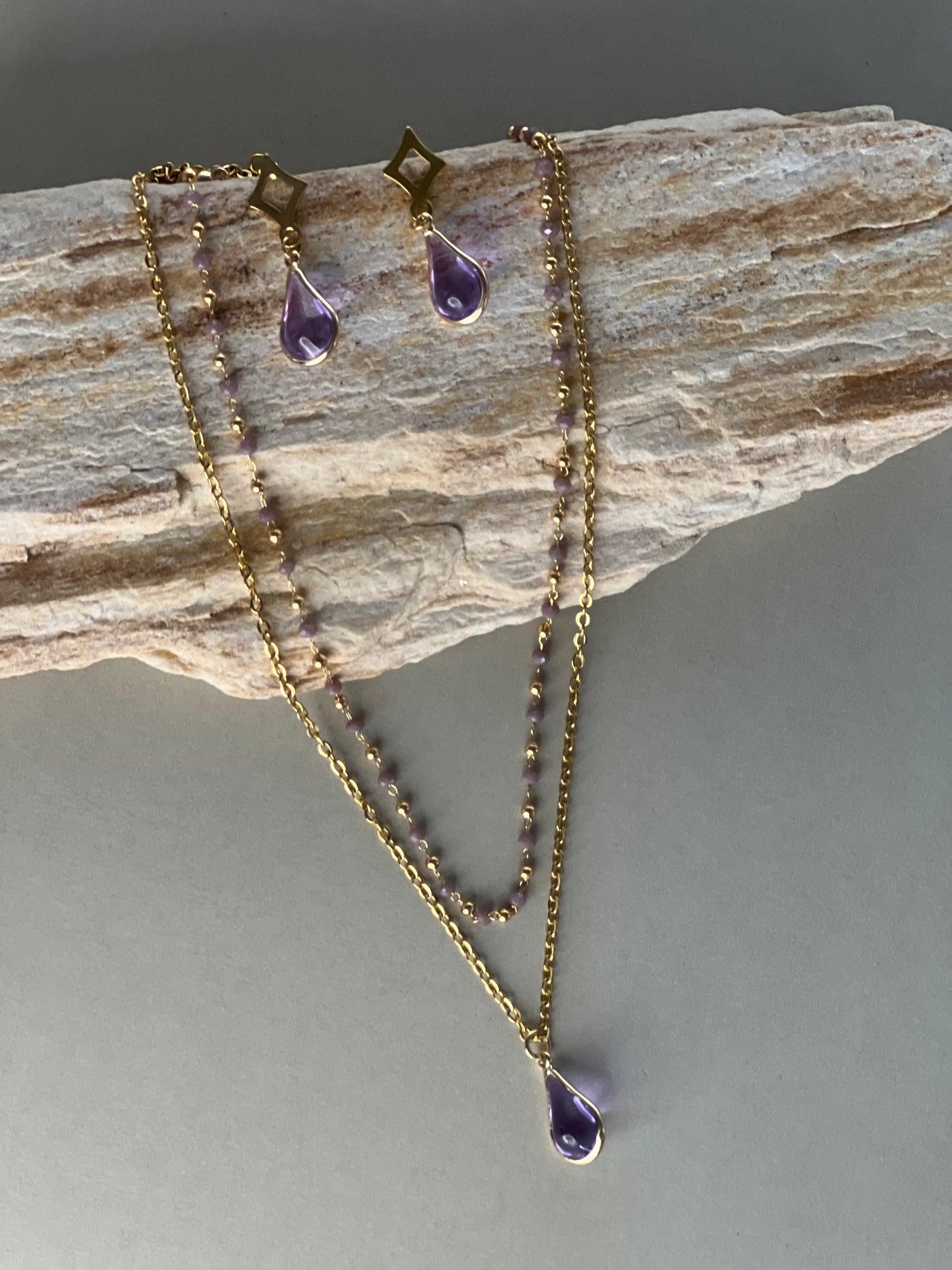 Teardrop Pendant Layered Necklace Set