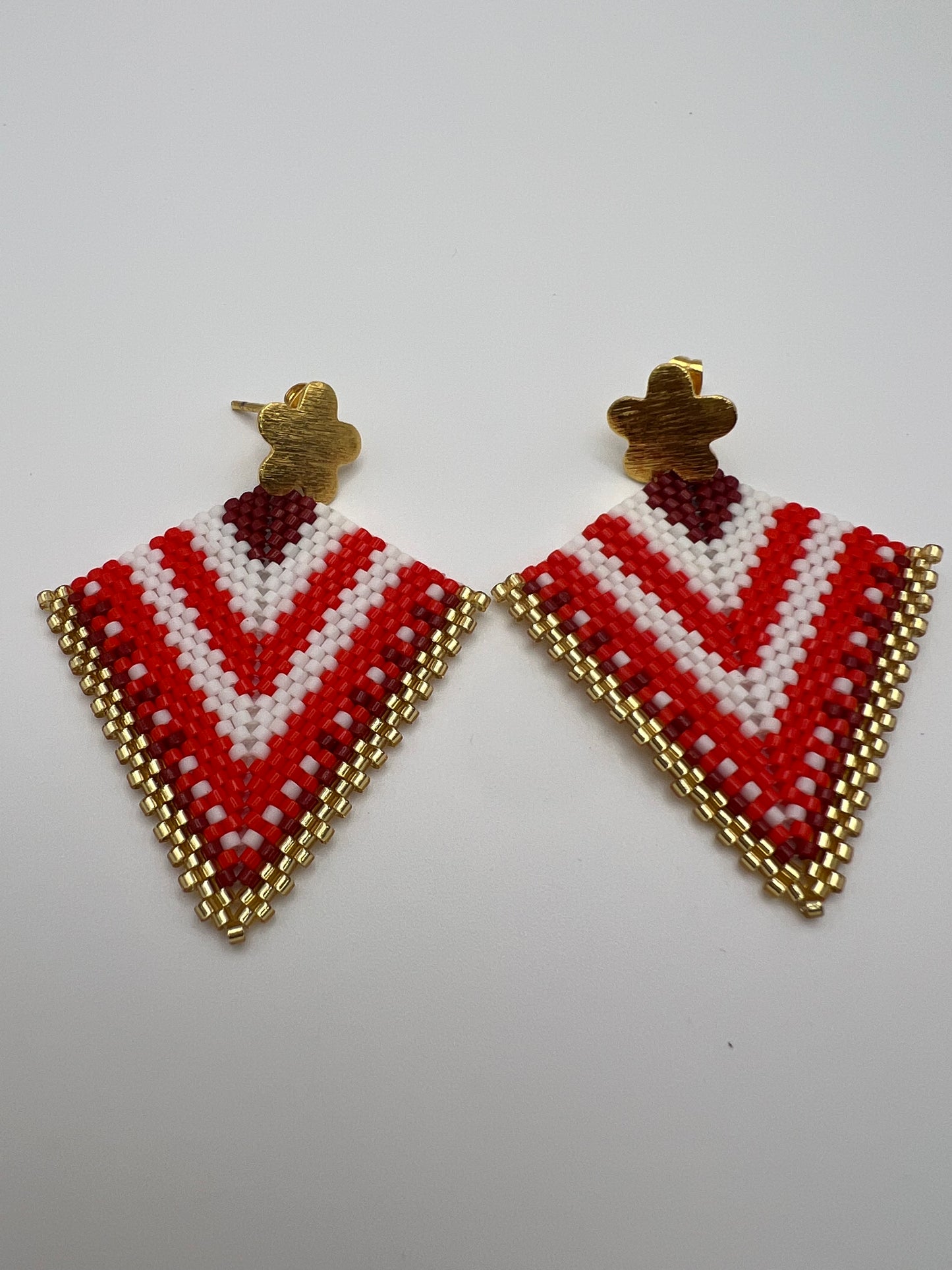 Geometric Floral Beaded Earrings